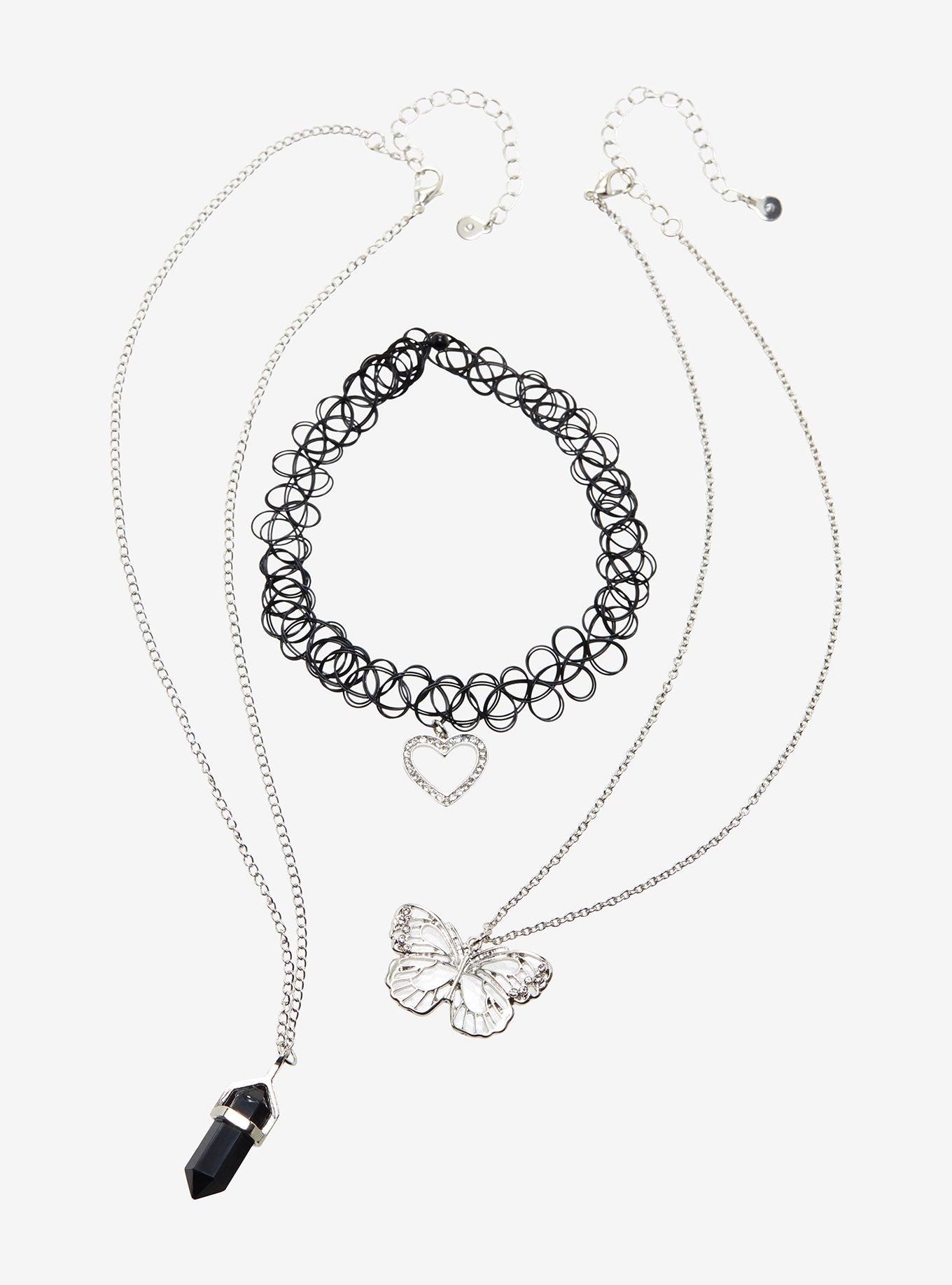 Bling Heart Butterfly Necklace Set, , hi-res