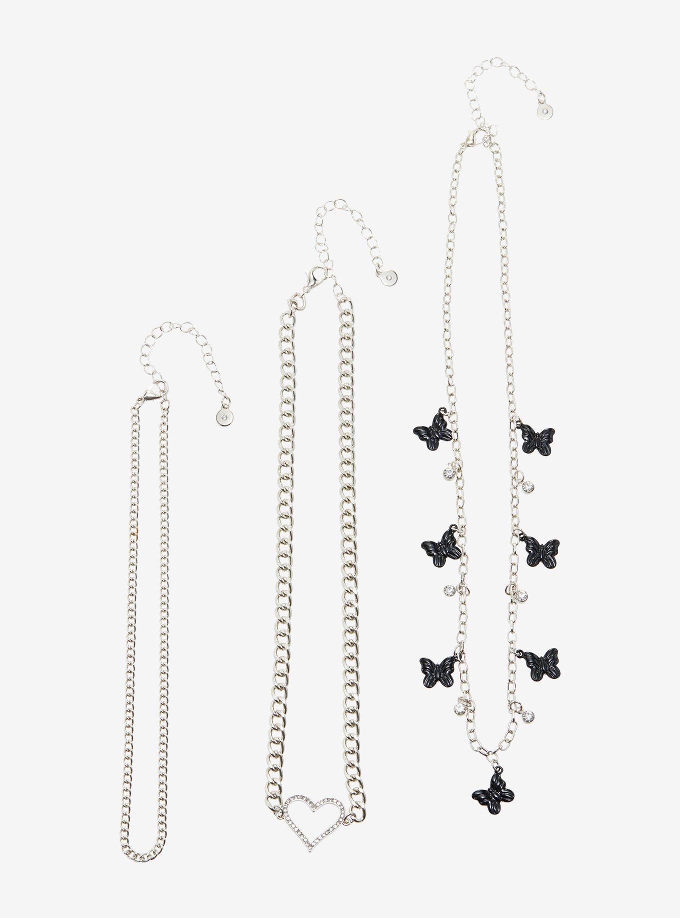 Butterfly Heart Chain Necklace Set | Hot Topic