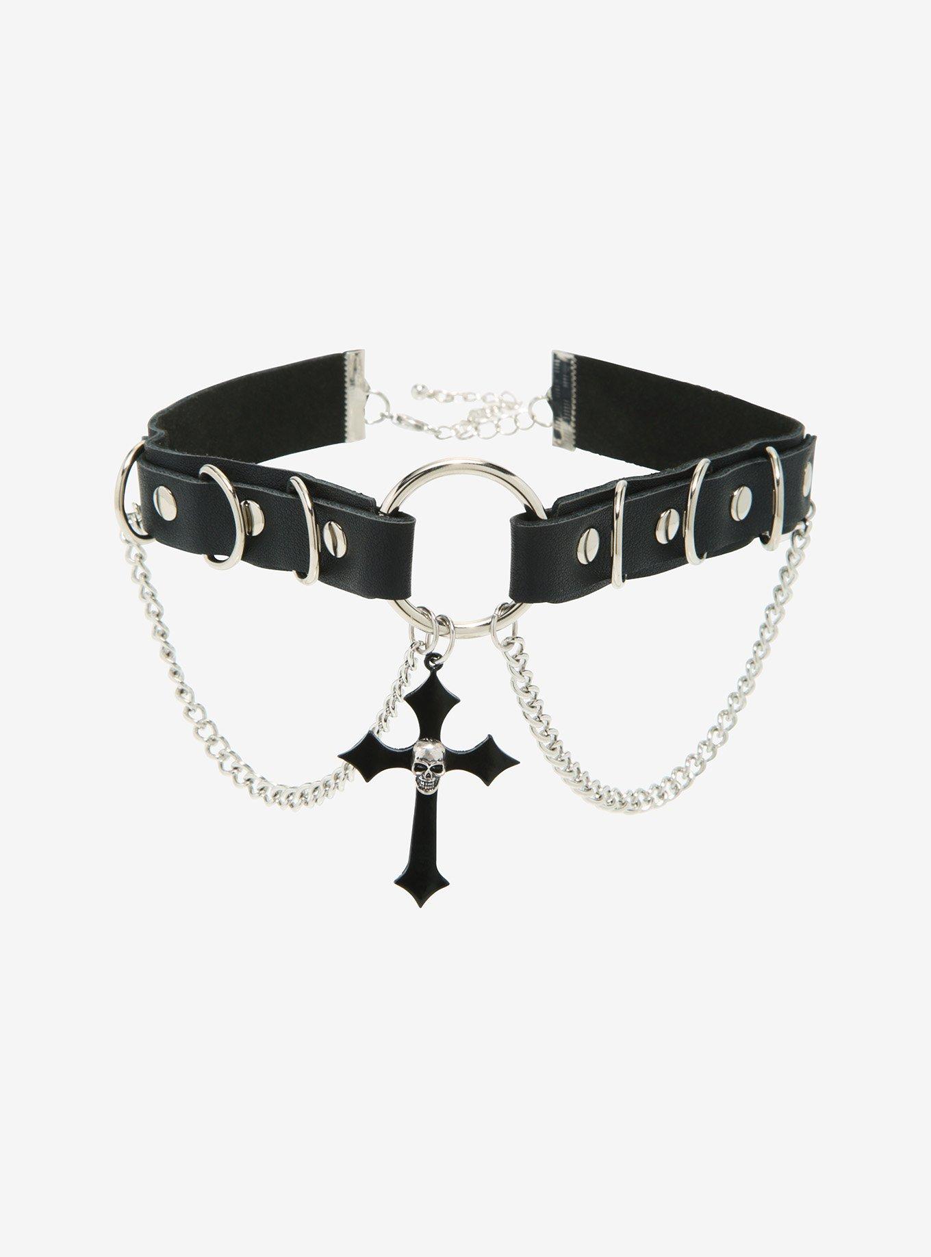 Skull Cross O Ring Chain Choker Hot Topic