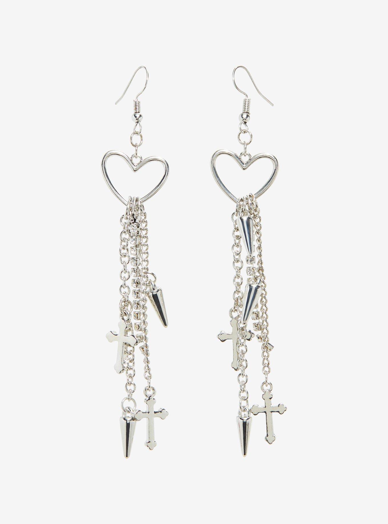 Heart Spike Drop Earrings | Hot Topic