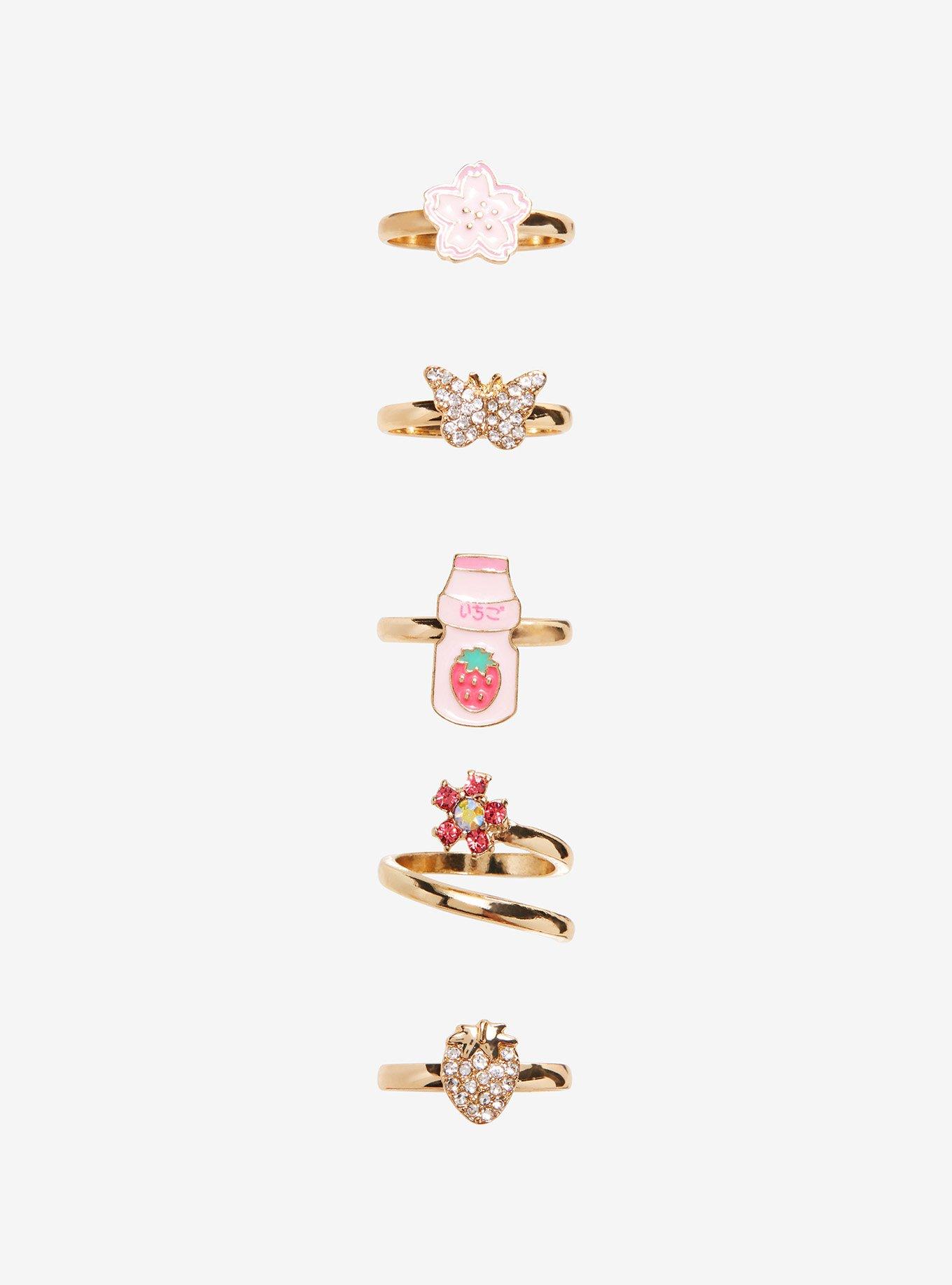 Sakura Strawberry Milk Bling Ring Set, , hi-res