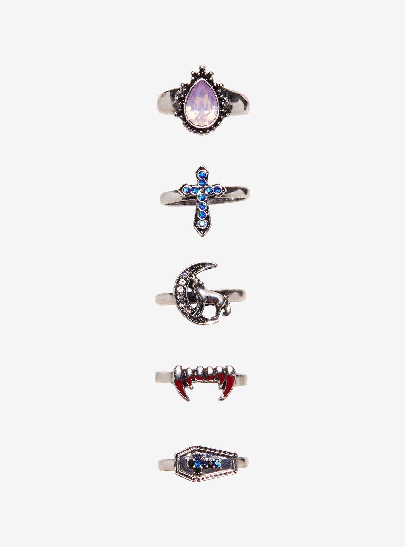 Vampire Werewolf Bejeweled Ring Set, , hi-res