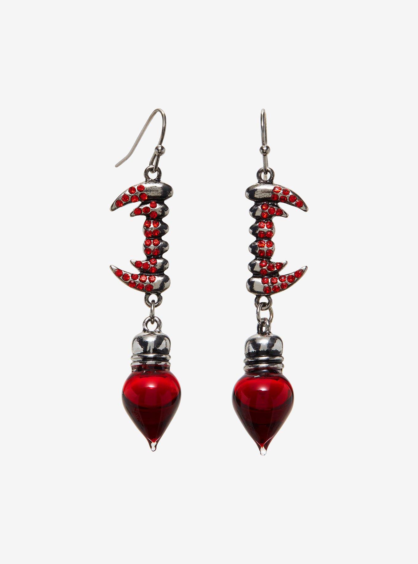 Vampire Fang Blood Drop Earrings, , hi-res