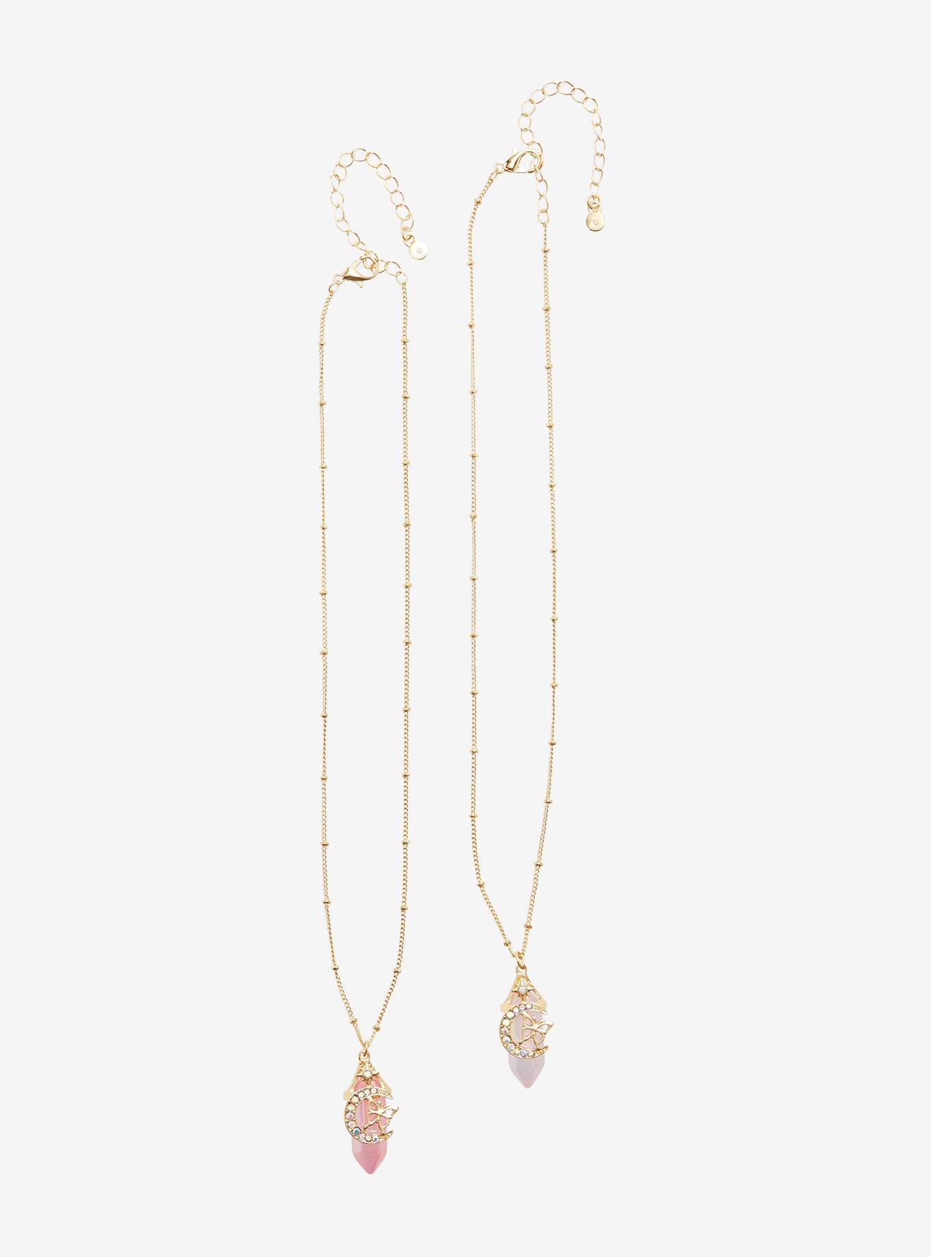 Moon Butterfly Crystal Best Friend Necklace Set, , hi-res