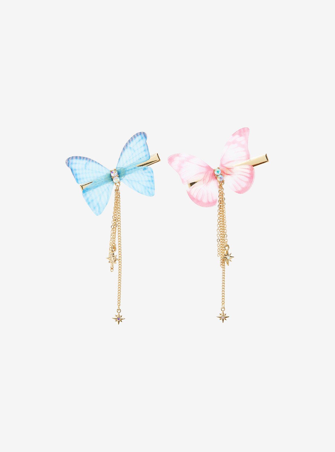 Butterfly Dangle Hair Clip Set, , hi-res