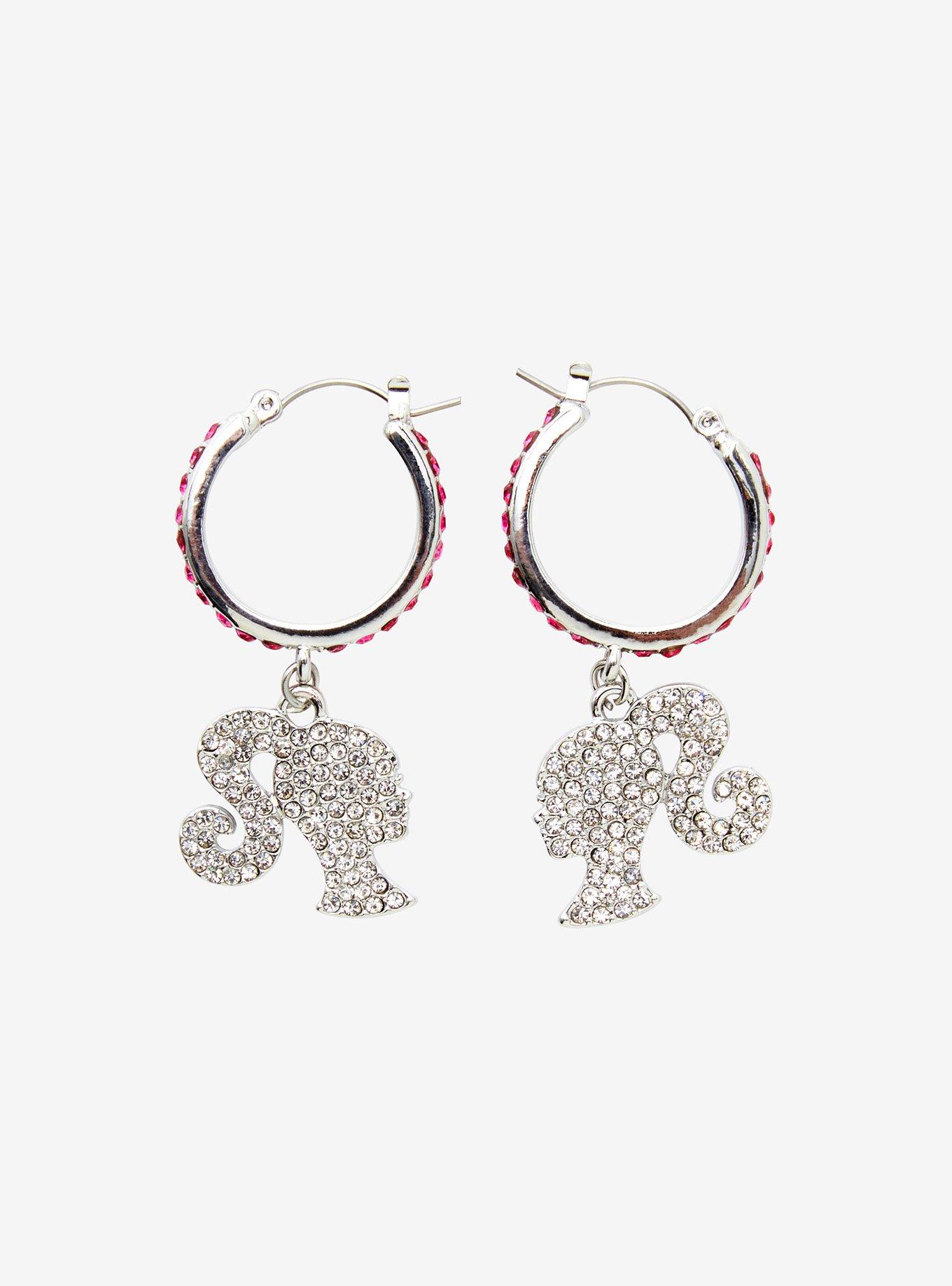 Little Details Silver Rhinestone Mini Hoop Earrings