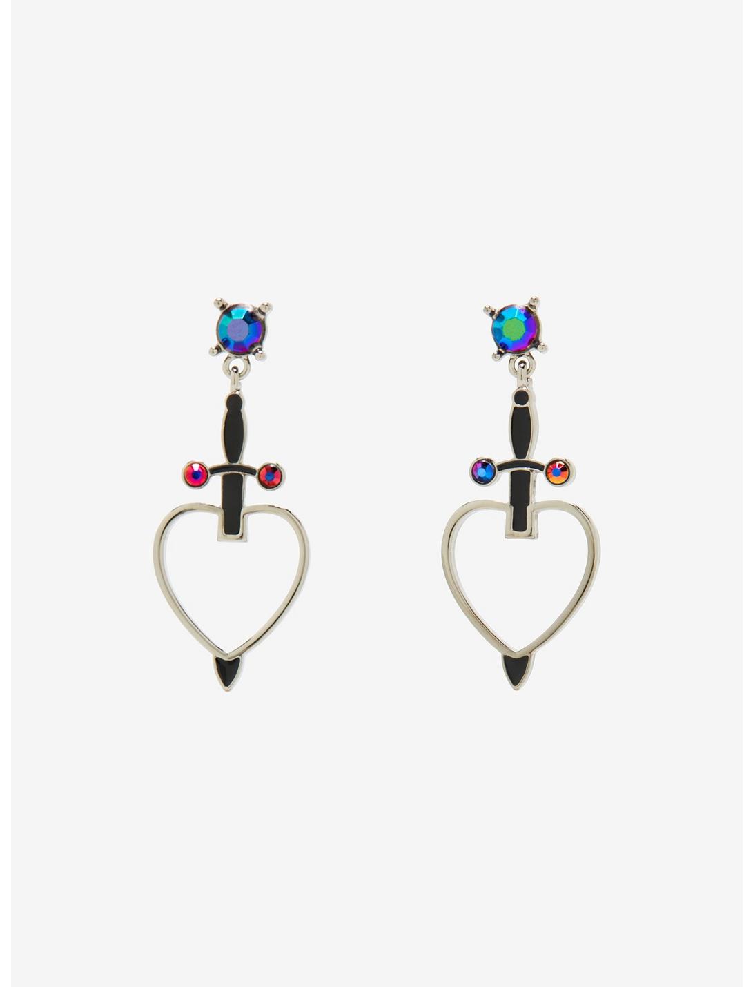 Disney Villains Evil Queen Heart Dagger Earrings, , hi-res