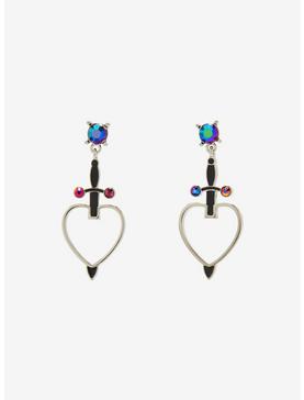 Plus Size Disney Villains Evil Queen Heart Dagger Earrings, , hi-res