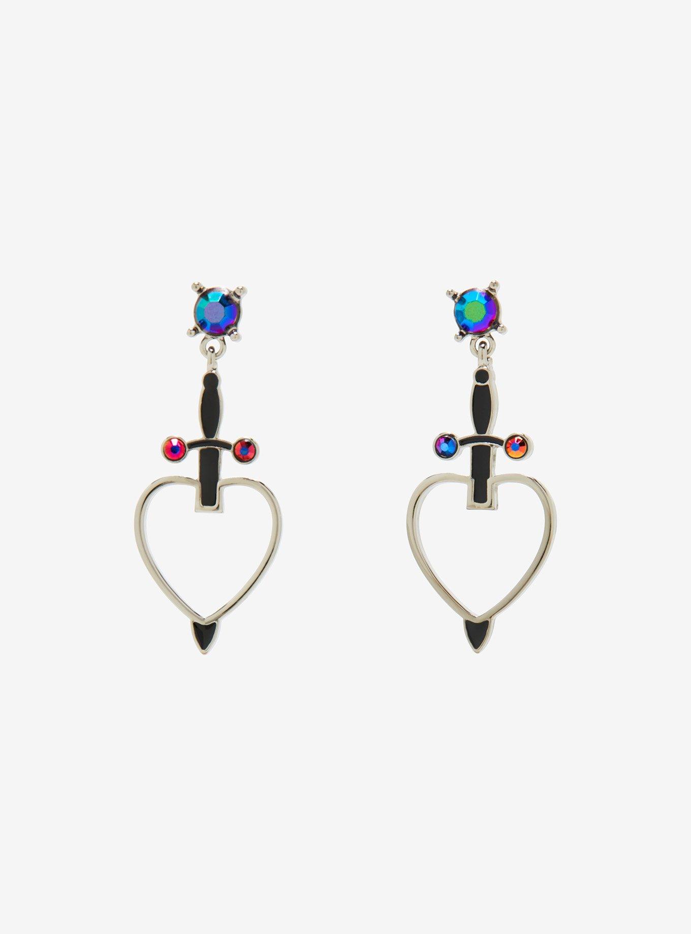 Disney Villains Evil Queen Heart Dagger Earrings, , hi-res