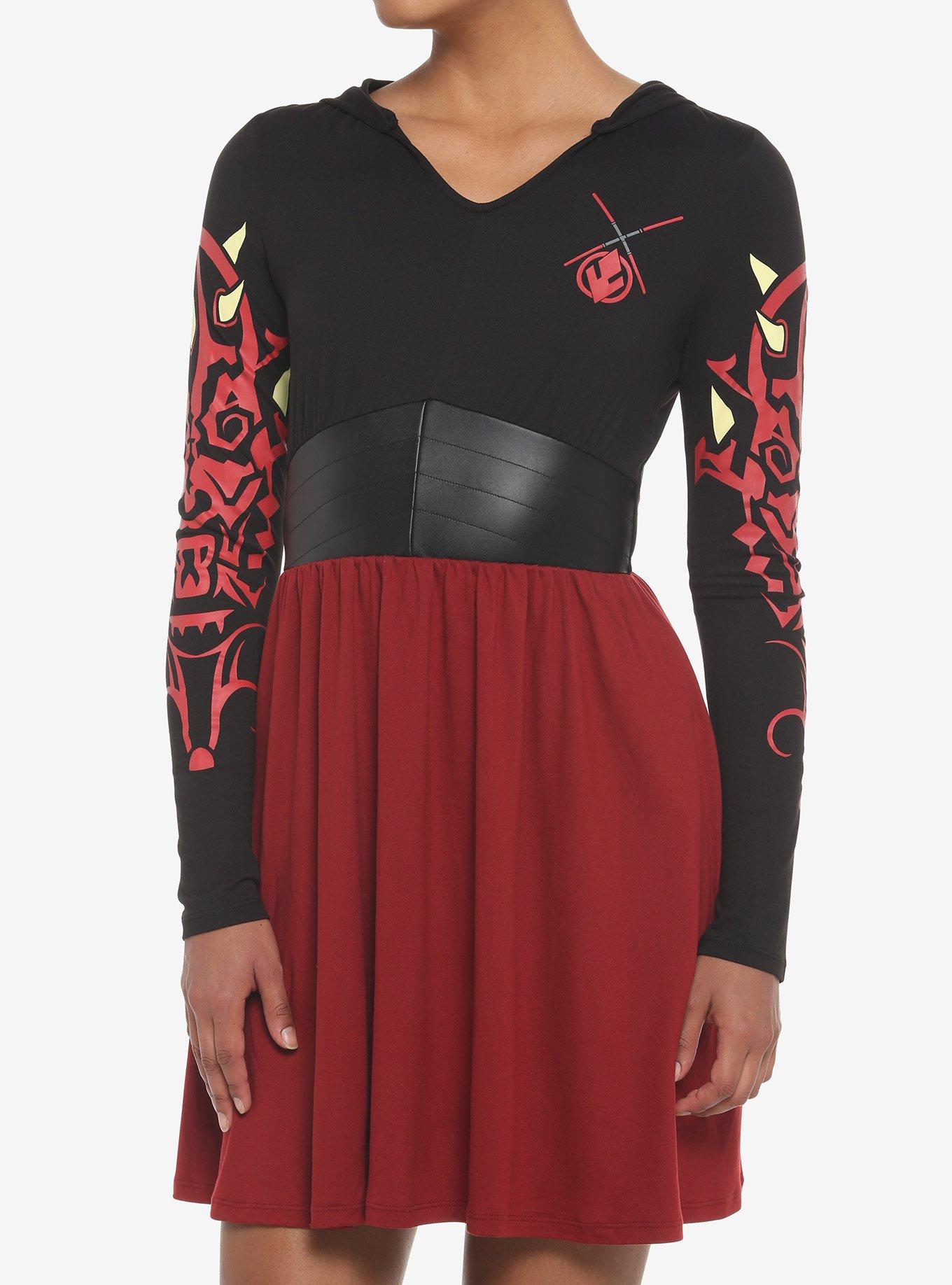 Star Wars Darth Maul Hooded Dress, RED  BLACK, hi-res