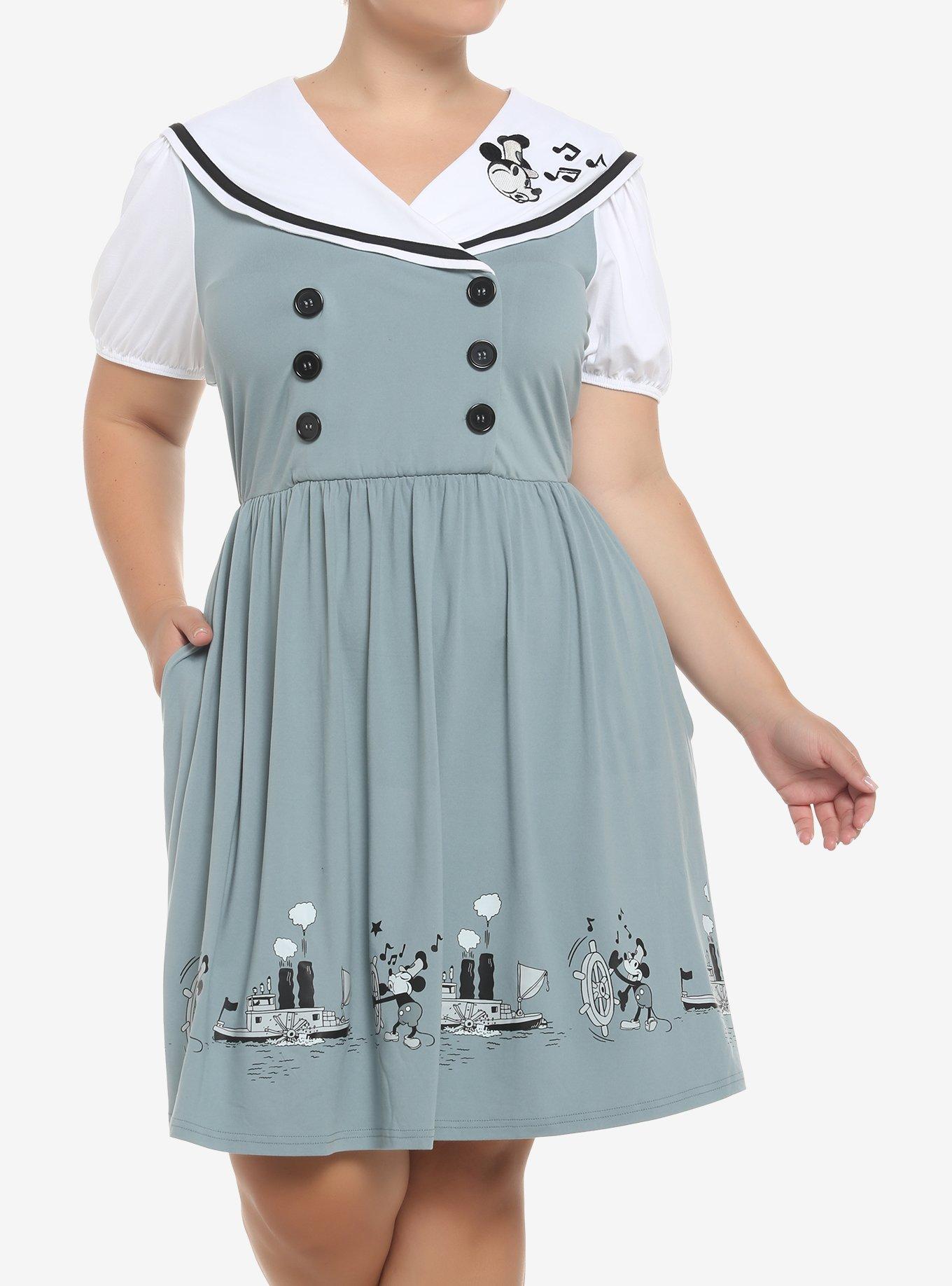 Disney Steamboat Willie Sailor Dress Plus Size, GREY, hi-res