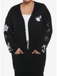 Disney Steamboat Willie Icons Open Cardigan Plus Size, BLACK  GREY, hi-res