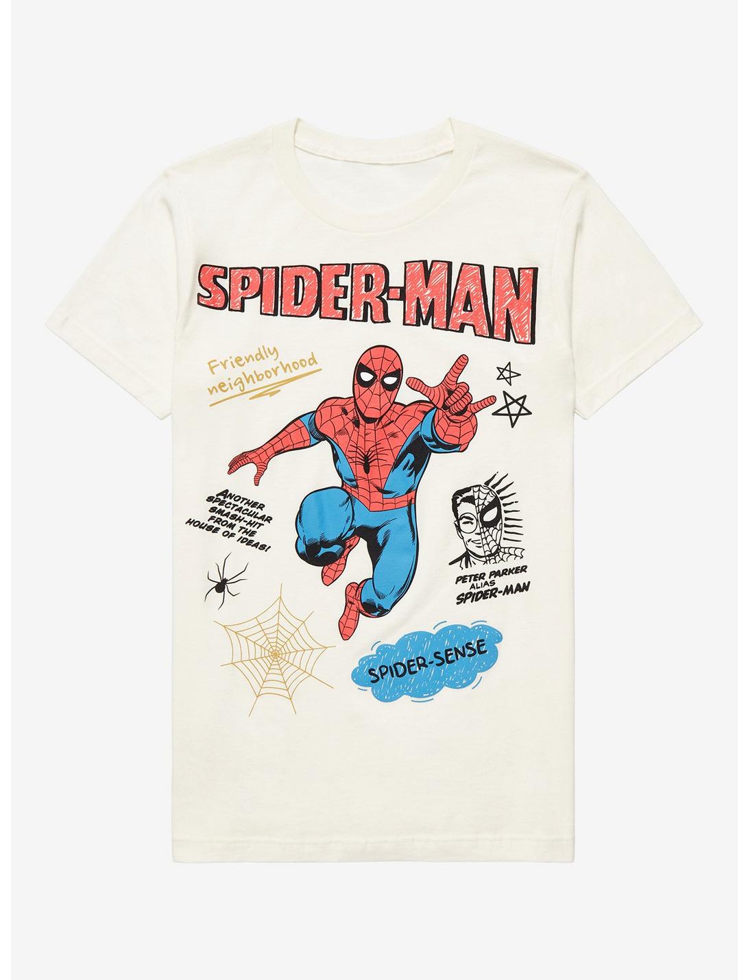 Marvel Spider-Man Doodle Art Women’s T-Shirt - BoxLunch Exclusive, BLACK, hi-res