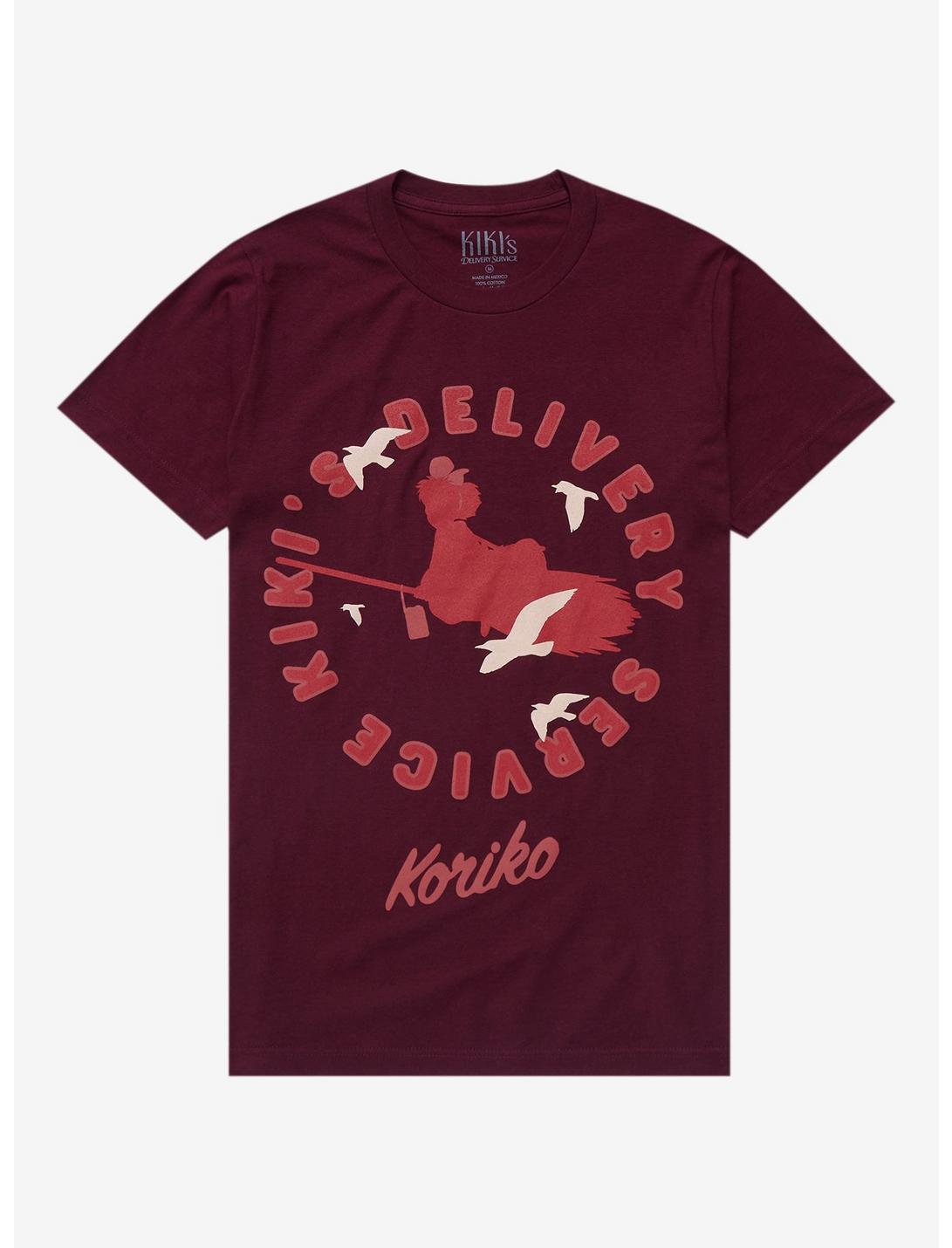 Studio Ghibli Kiki's Delivery Service Silhouette Women's T-Shirt - BoxLunch Exclusive, BURGUNDY, hi-res