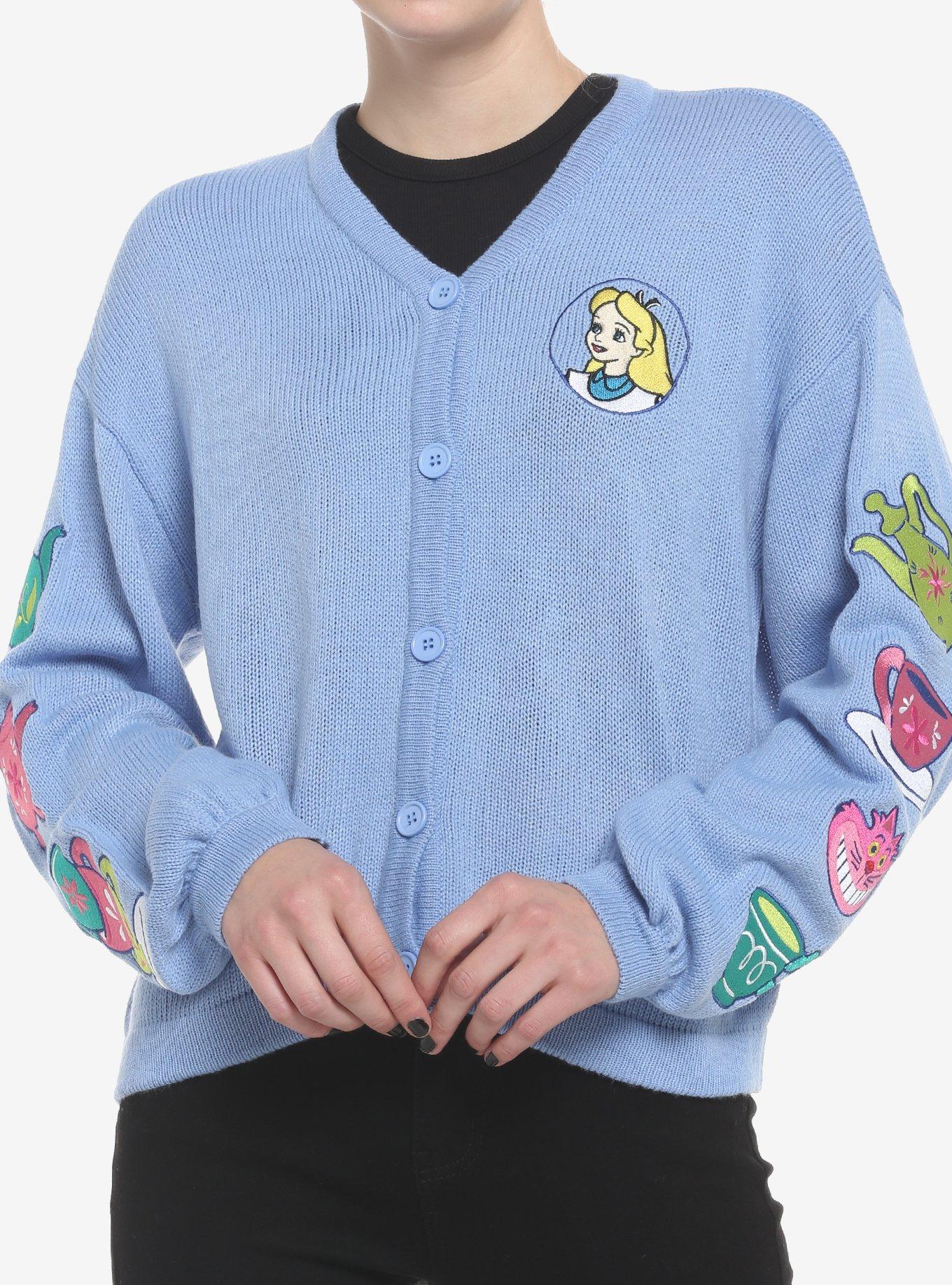 Disney Alice In Wonderland Embroidered Cardigan, BLUE, hi-res