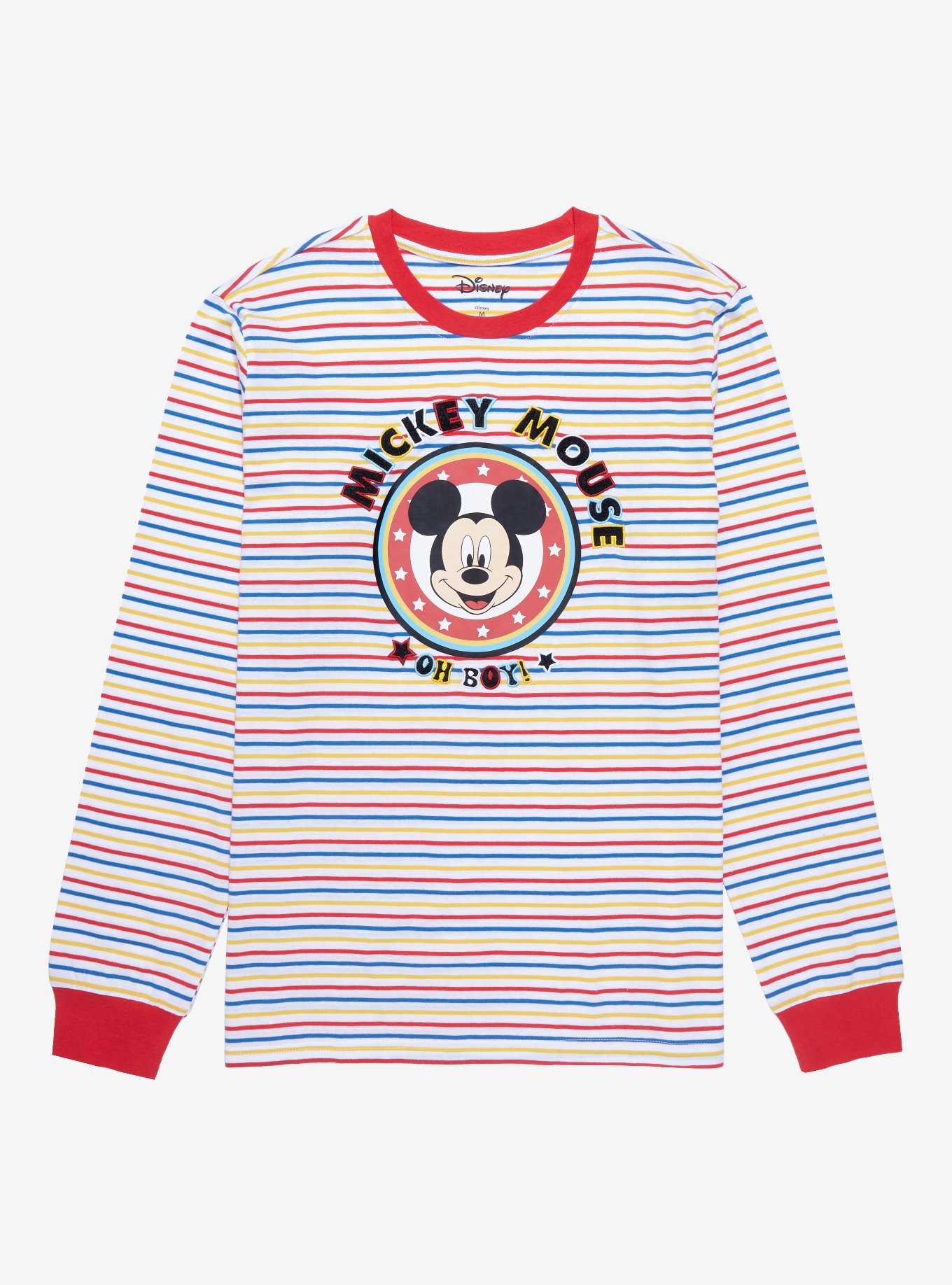 Disney Mickey Mouse Oh Boy Striped Long Sleeve T-Shirt - BoxLunch Exclusive , , hi-res