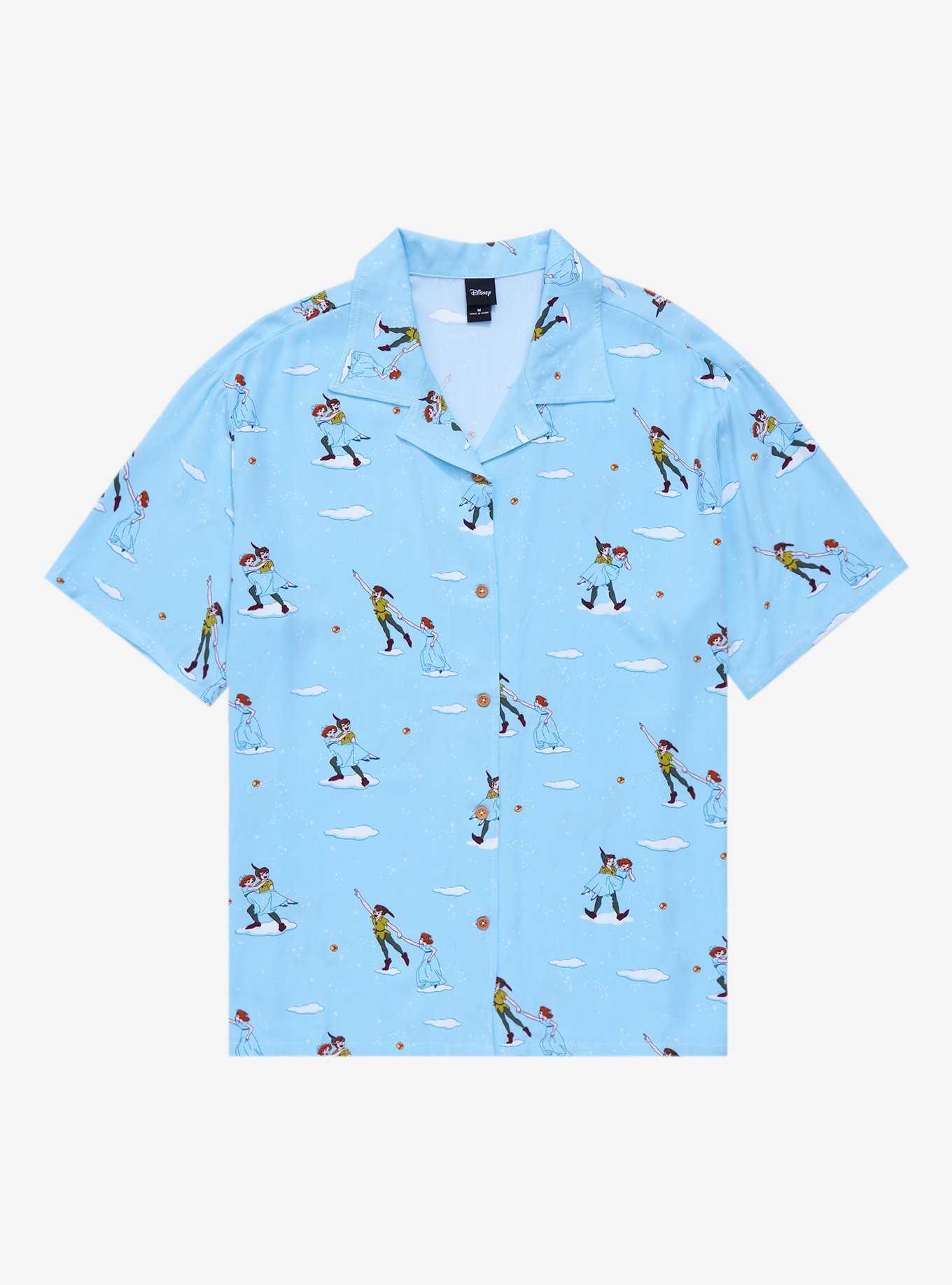 Disney Peter Pan Flying Allover Print Woven Button-Up, , hi-res