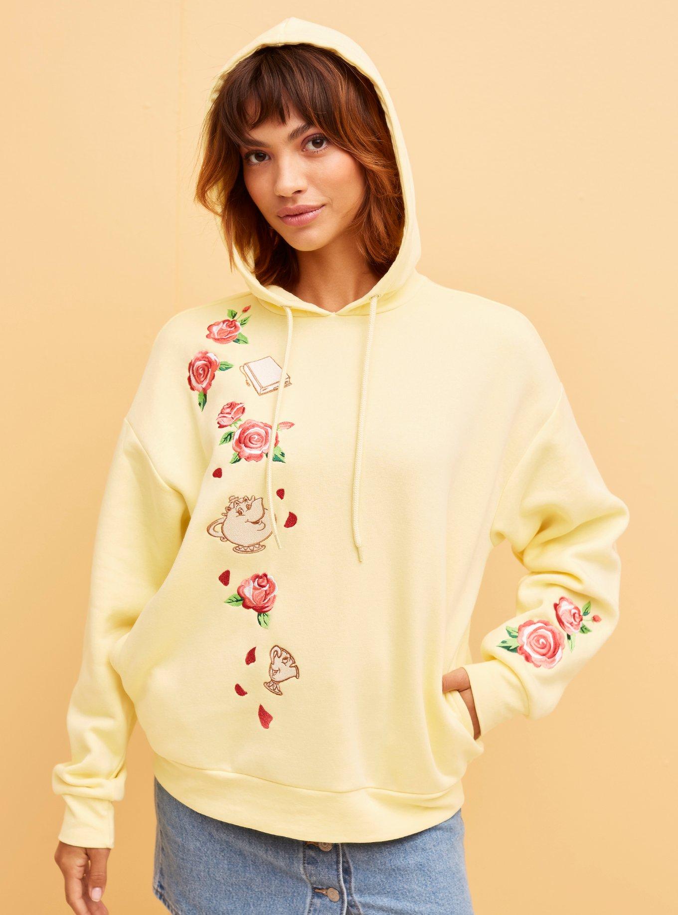 Her Universe Disney Beauty And The Beast Embroidered Hoodie, LIGHT YELLOW, hi-res