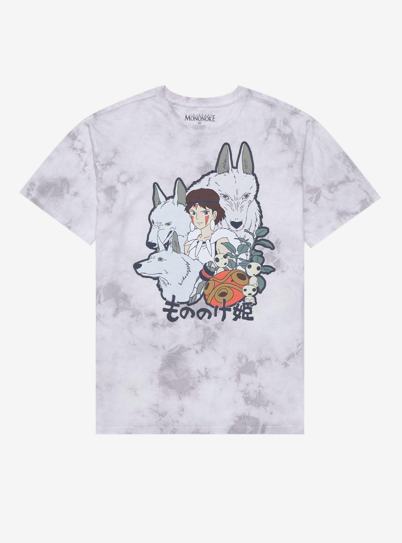 Studio Ghibli Princess Mononoke San & Wolves Portrait Tie-Dye T-Shirt - BoxLunch Exclusive, GREY, hi-res