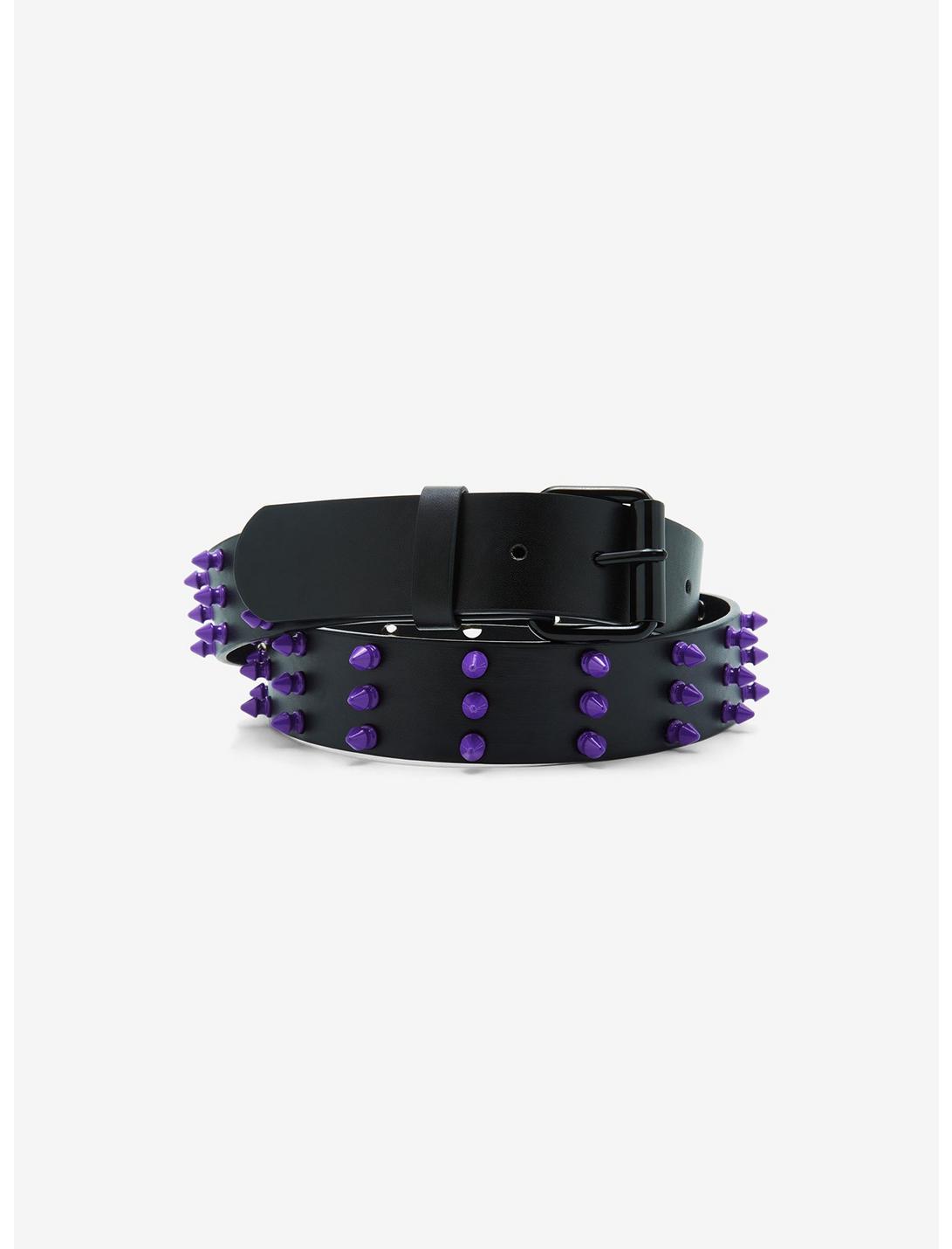 Black & Purple Spike Belt, BLACK, hi-res