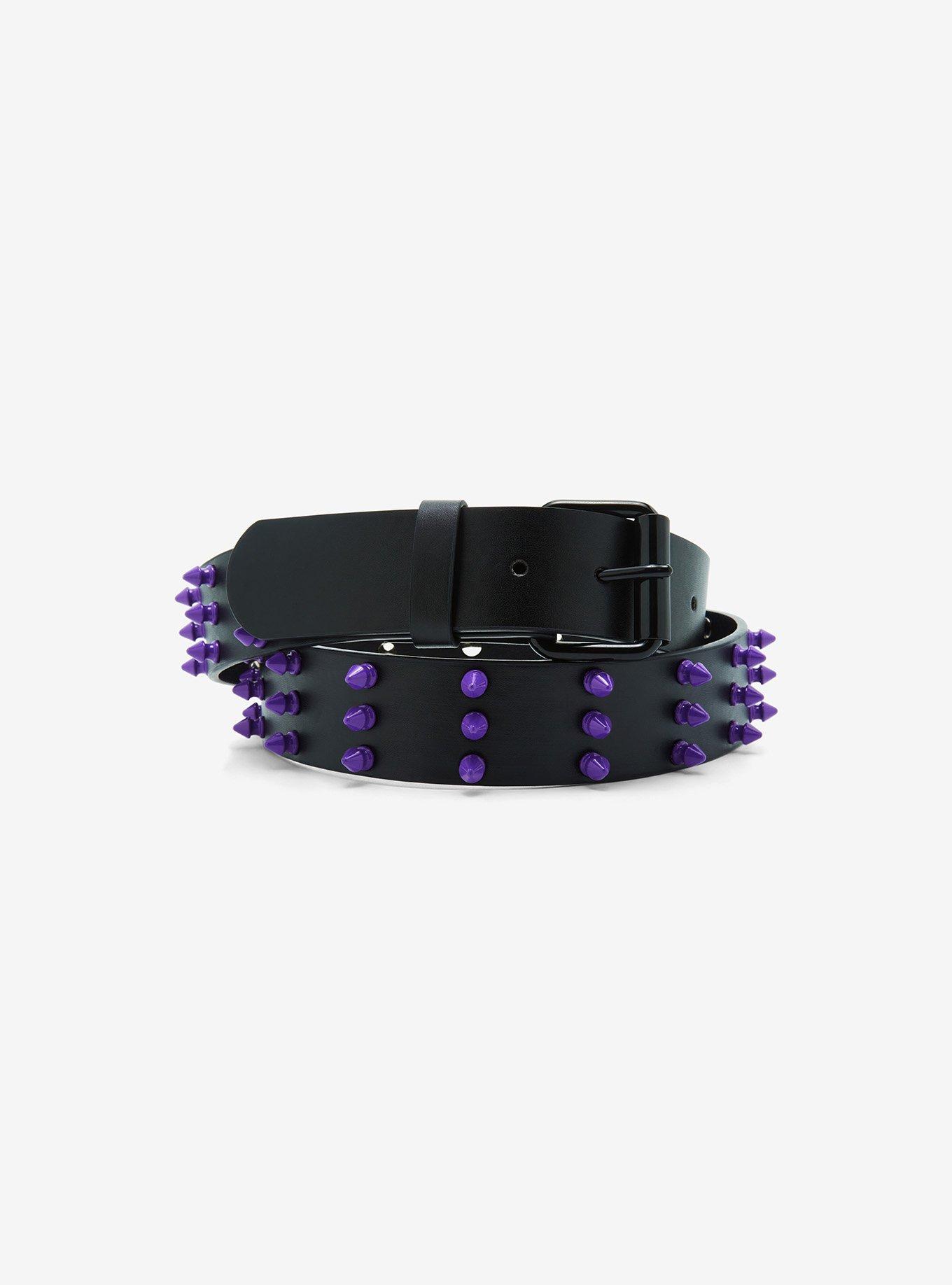 Black & Purple Spike Belt, BLACK, hi-res