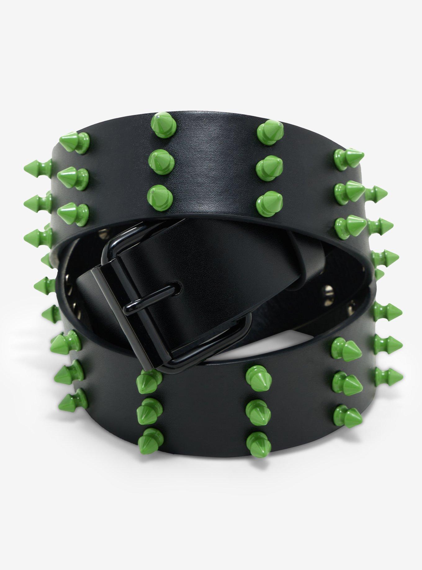 Three Row Green Spike Stud Belt Hot Topic
