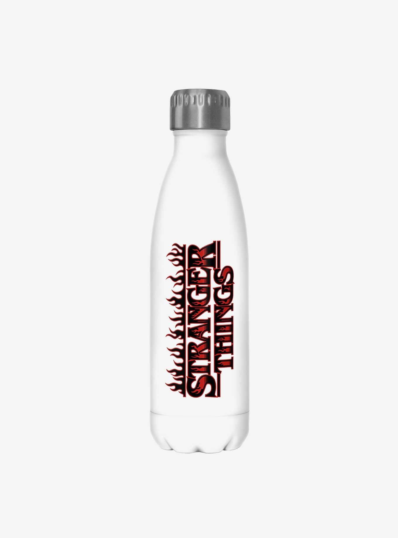 Stranger Things Flame Logo Stainless Steel Water Bottle White 17 oz.