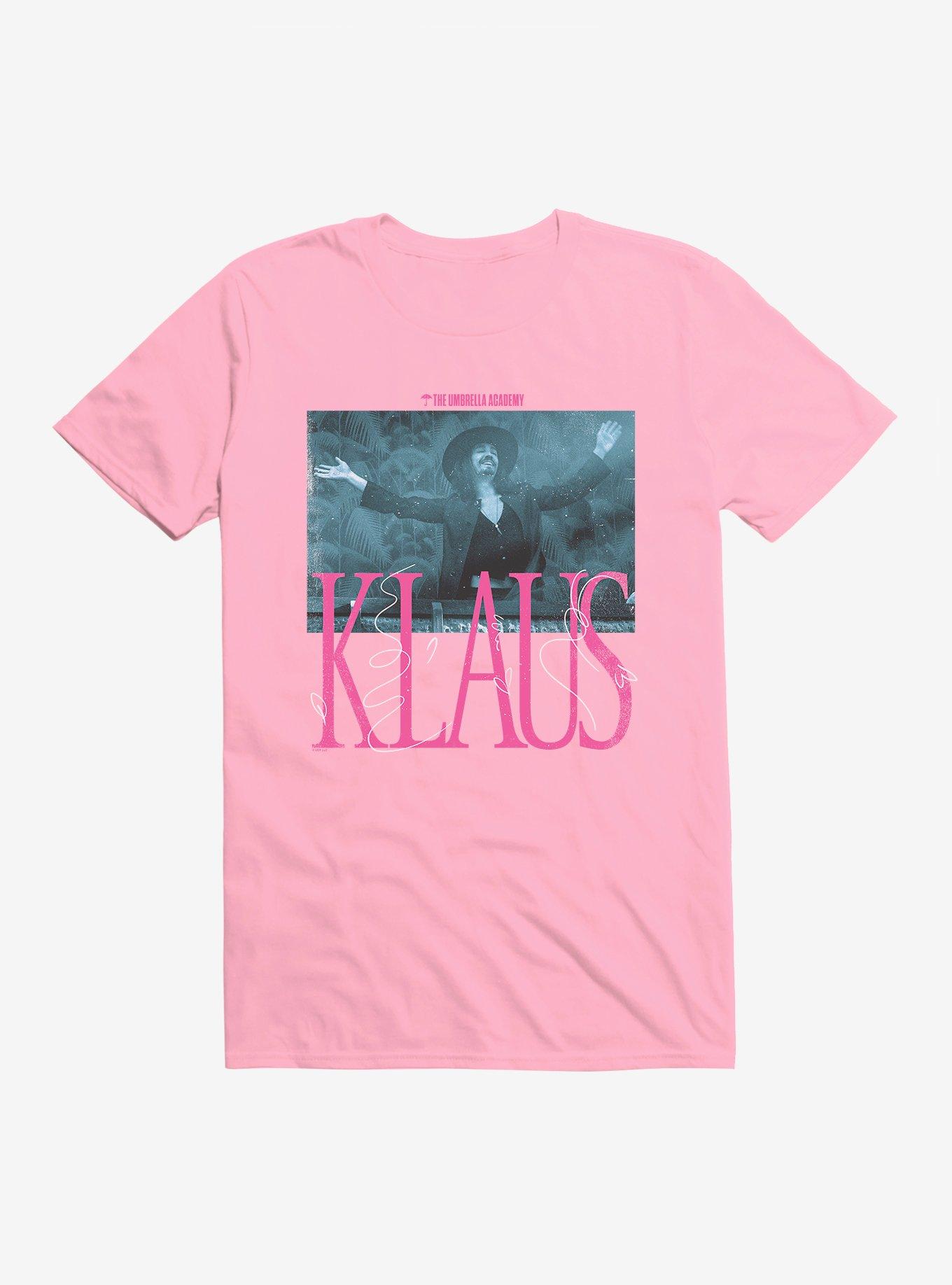 Umbrella Academy Klaus Pink Font T-Shirt, CHARITY PINK, hi-res