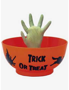 Animated Candy Bowl Witch Hand Orange Decor, , hi-res