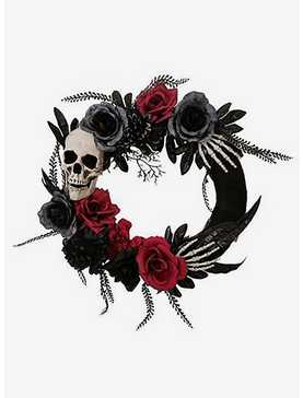 Wreath with Skull Hands & Roses 18-inch Decor, , hi-res