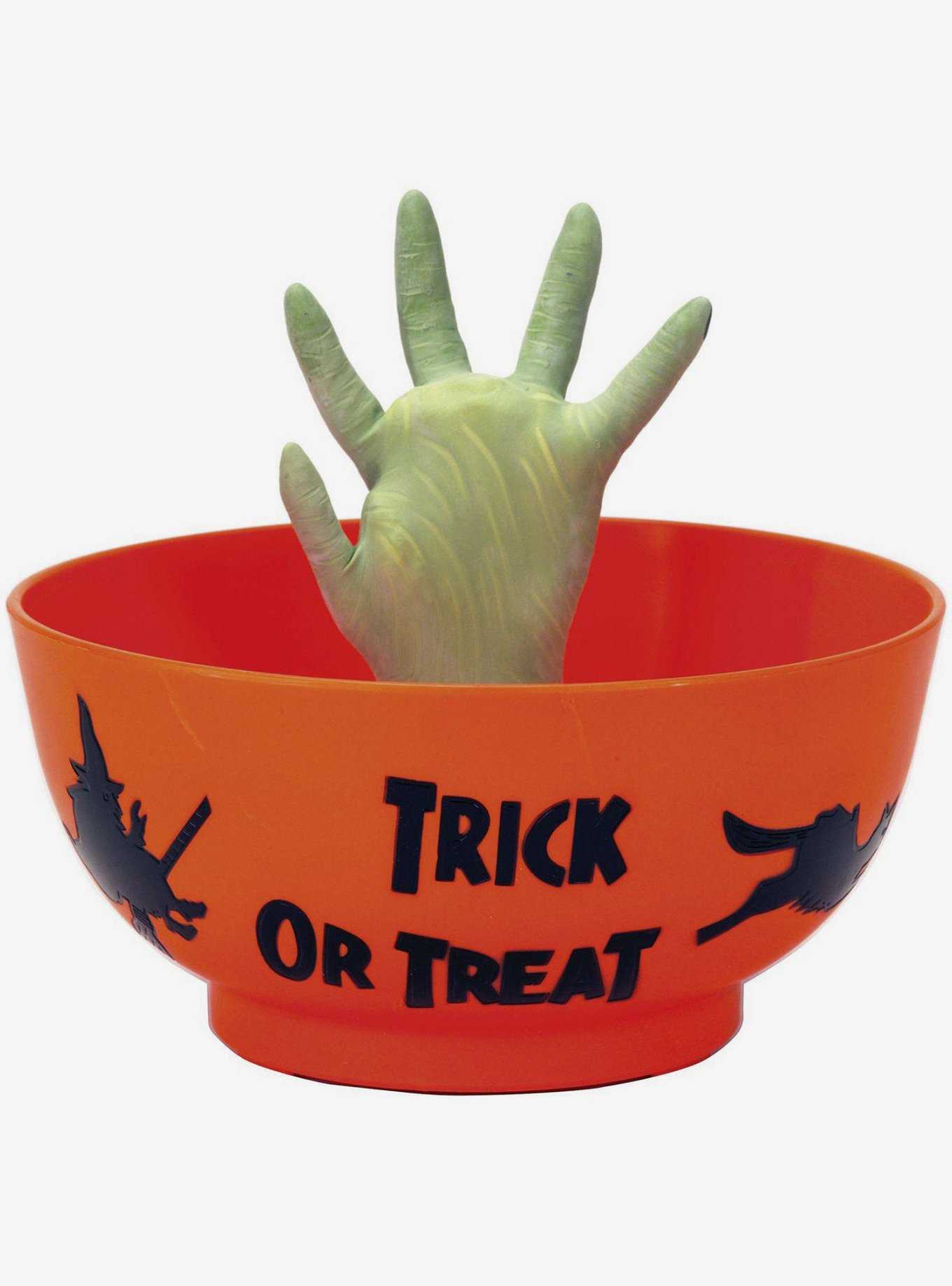 Animated Candy Bowl Witch Hand Orange Decor, , hi-res
