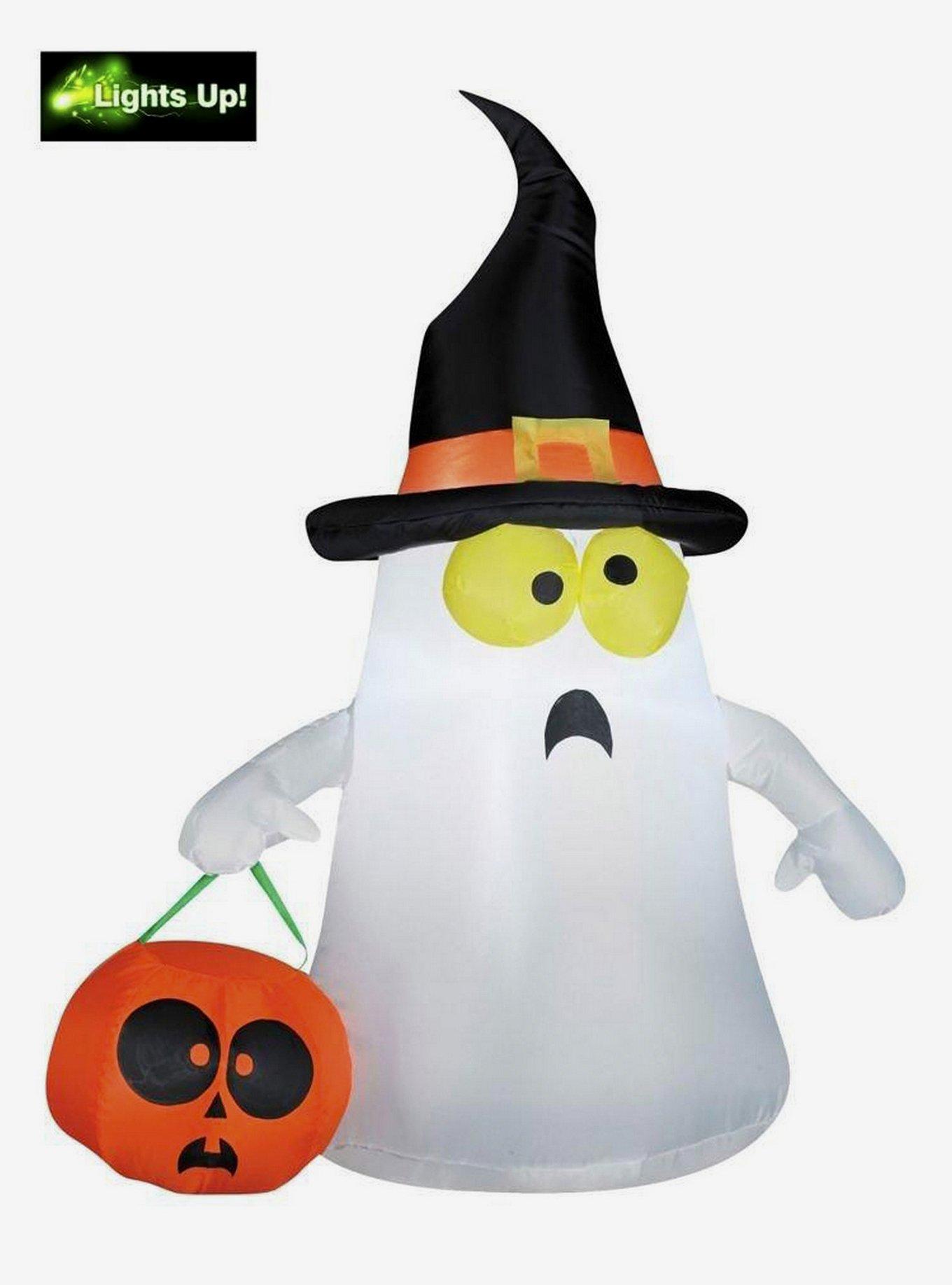 Ghost with Witch Hat Airblown Inflatable, , hi-res