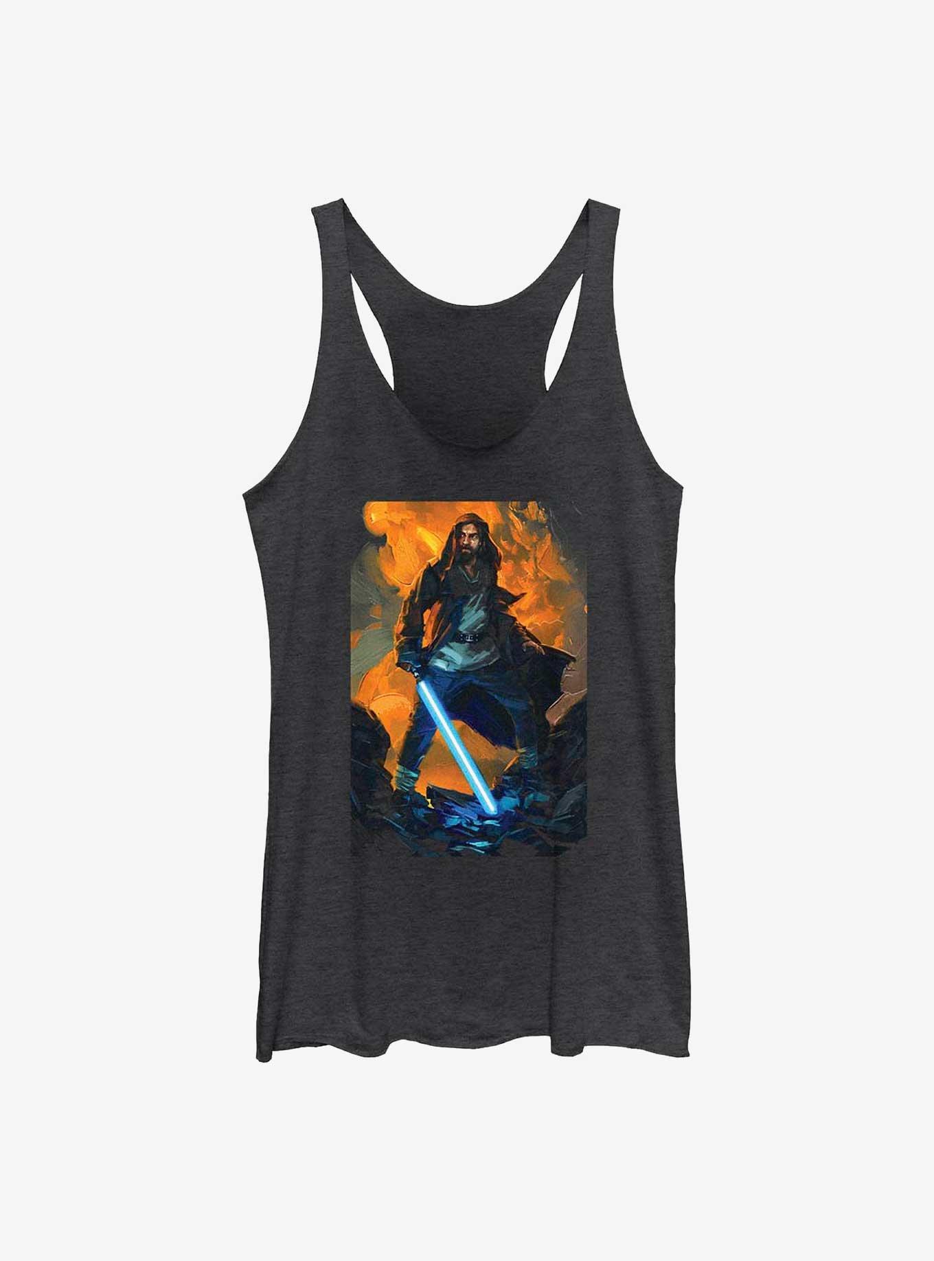 Star Wars Obi-Wan Kenobi Paint Girls Raw Edge Tank, BLK HTR, hi-res