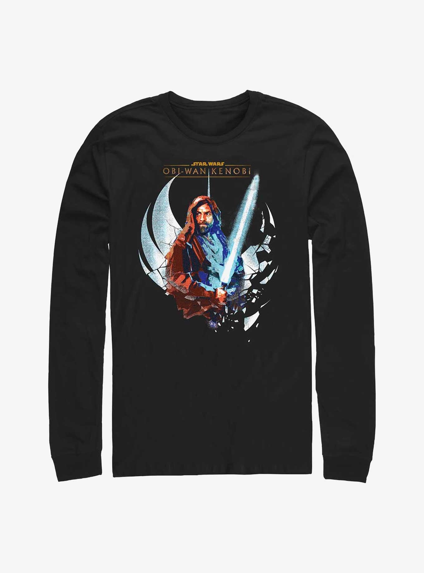 Star Wars Obi-Wan Wan Shattered Jedi Logo Long-SLeeve T-Shirt, BLACK, hi-res