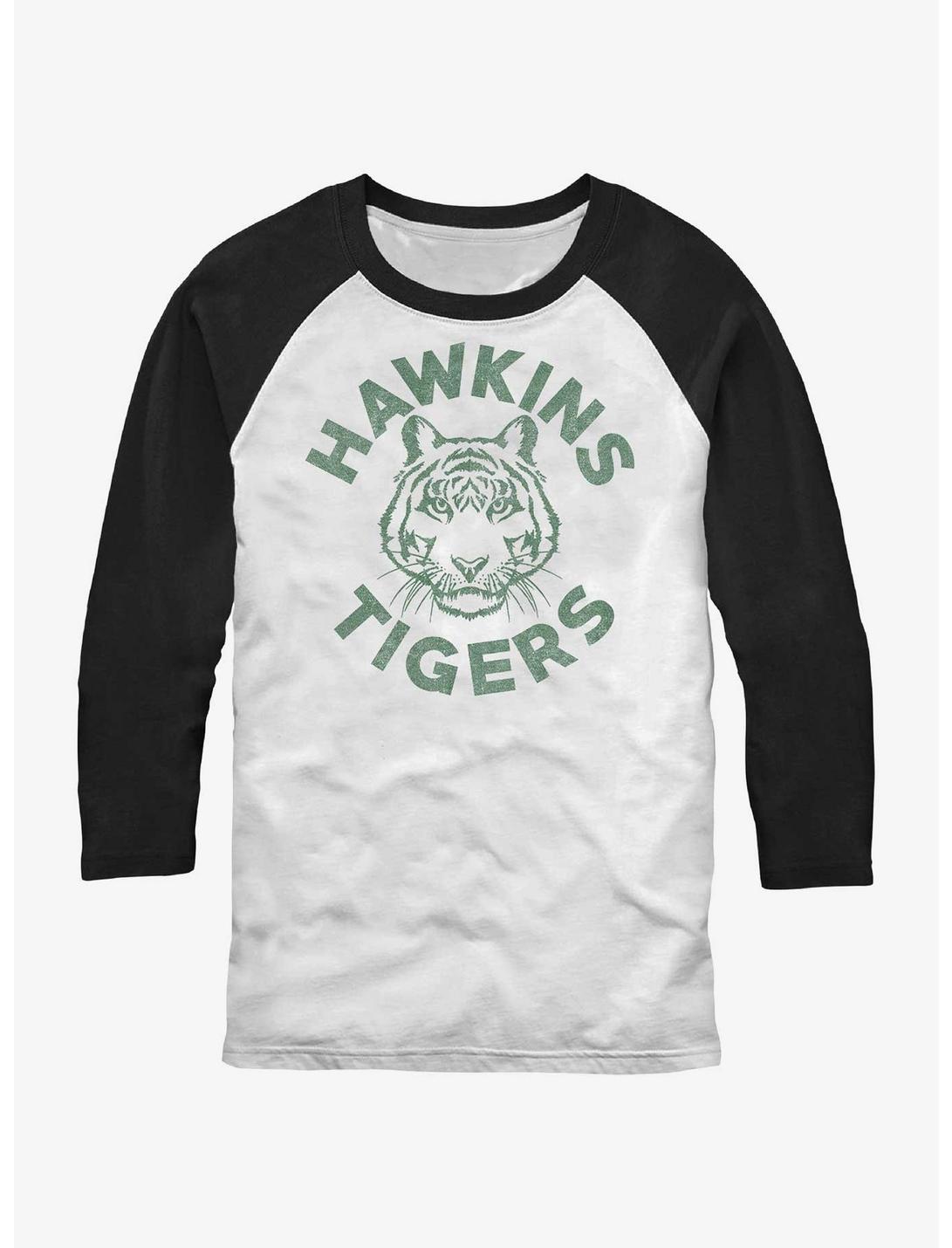 Stranger Things Hawkins Tigers Raglan, WHTBLK, hi-res