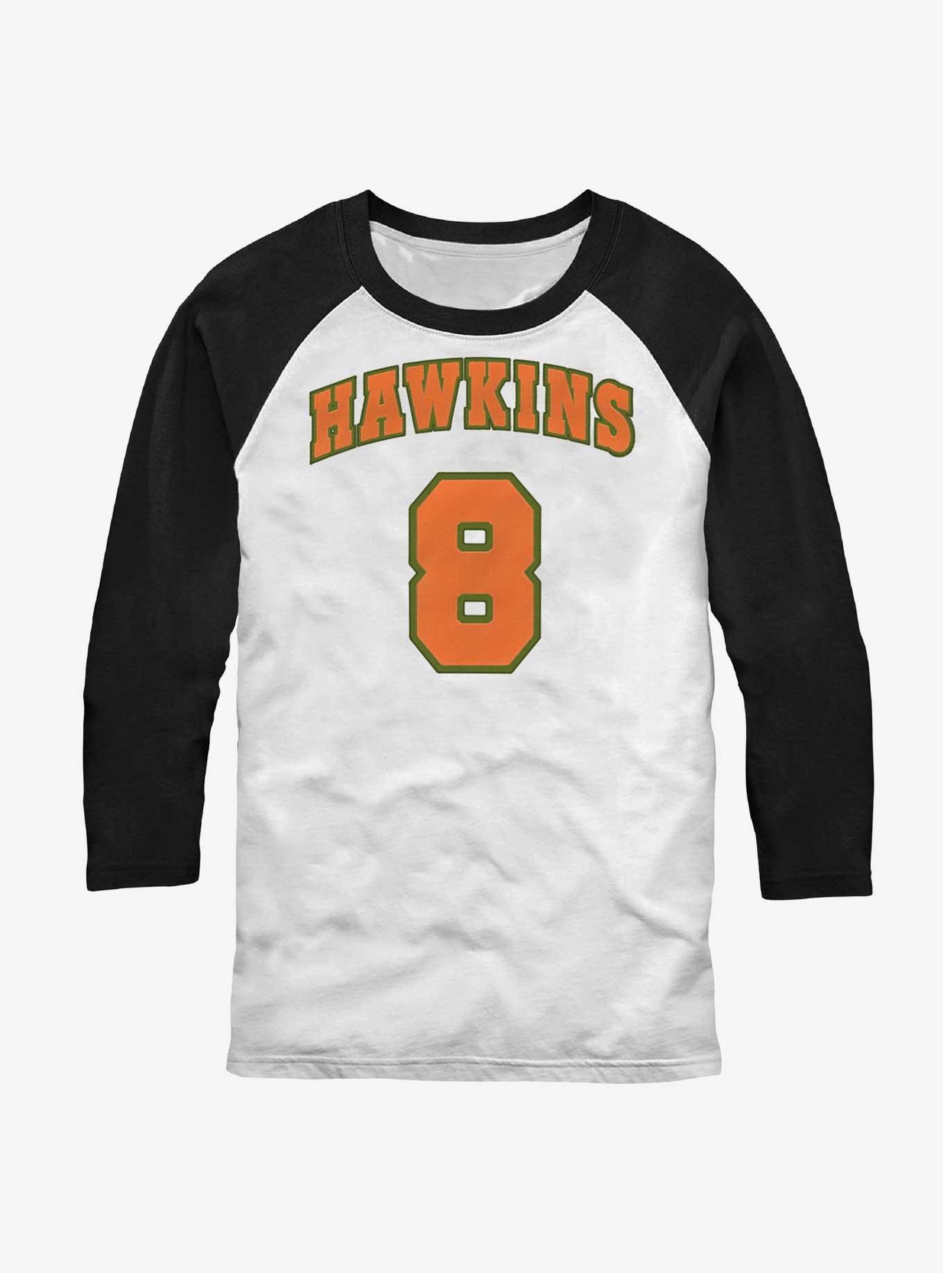 Stranger Things Hawkins Jersey Number Raglan, WHTBLK, hi-res