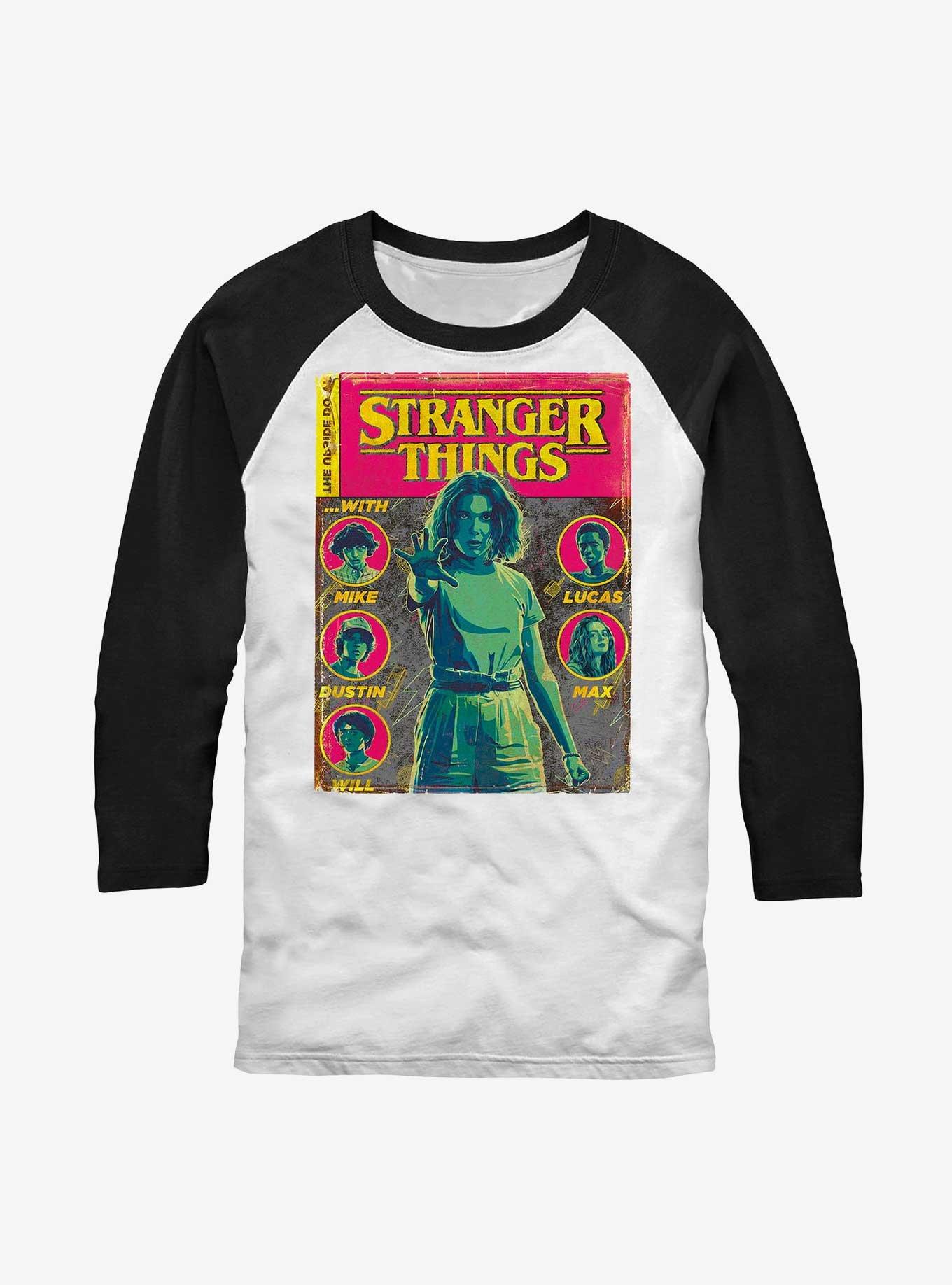 Stranger Things Comic Cover Raglan, WHTBLK, hi-res