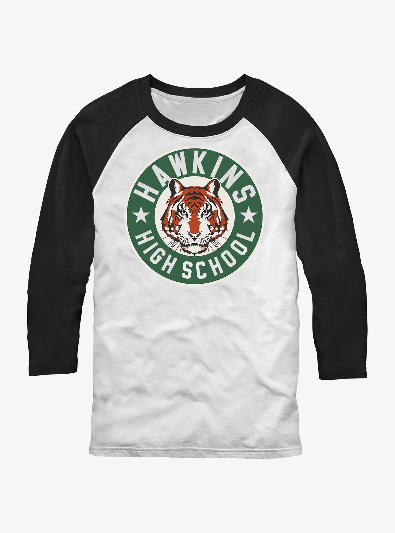 Stranger Things Hawkins High School Raglan T-Shirt, WHTBLK, hi-res