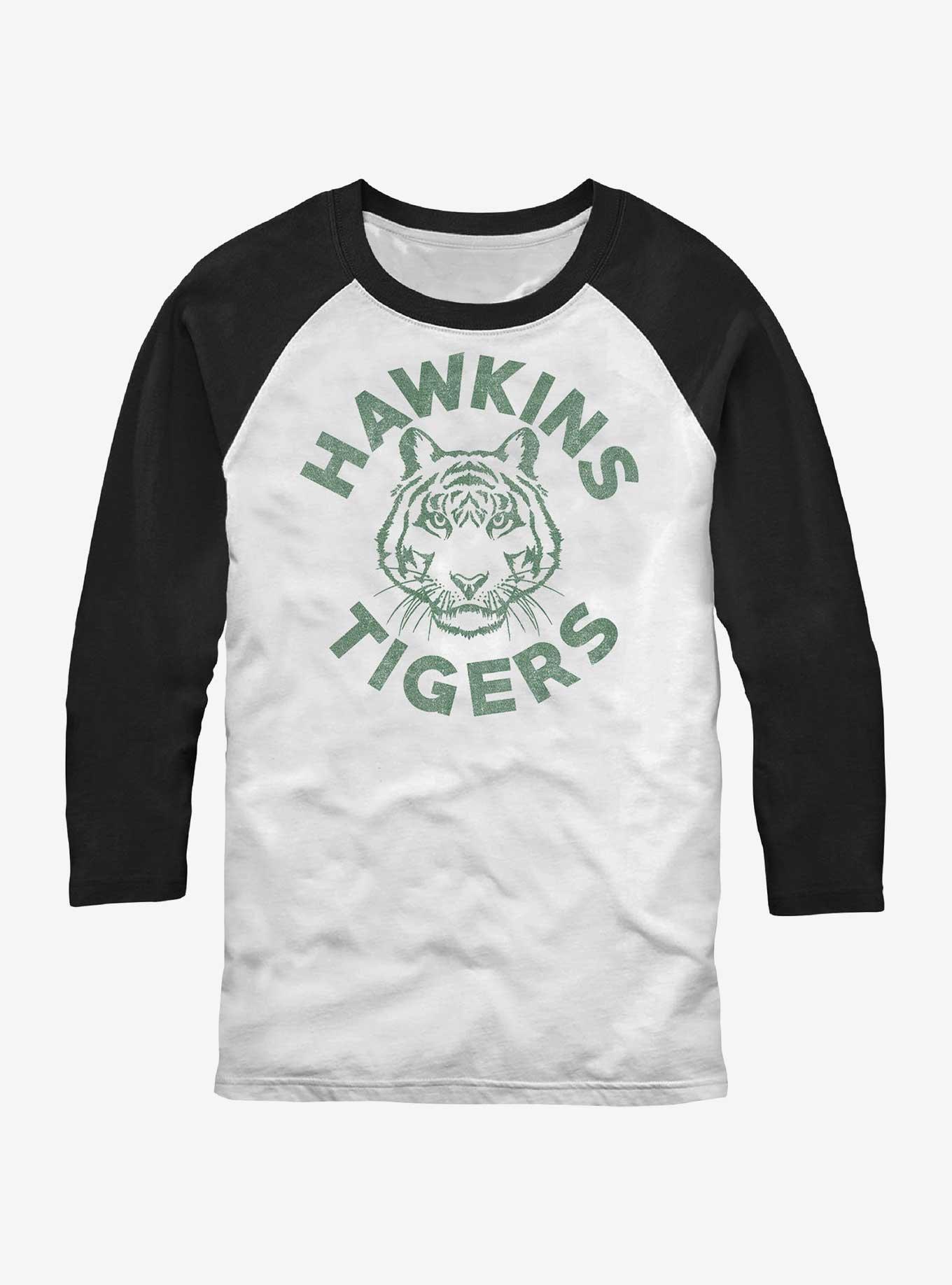Stranger Things Hawkins Tigers Raglan T-Shirt, WHTBLK, hi-res