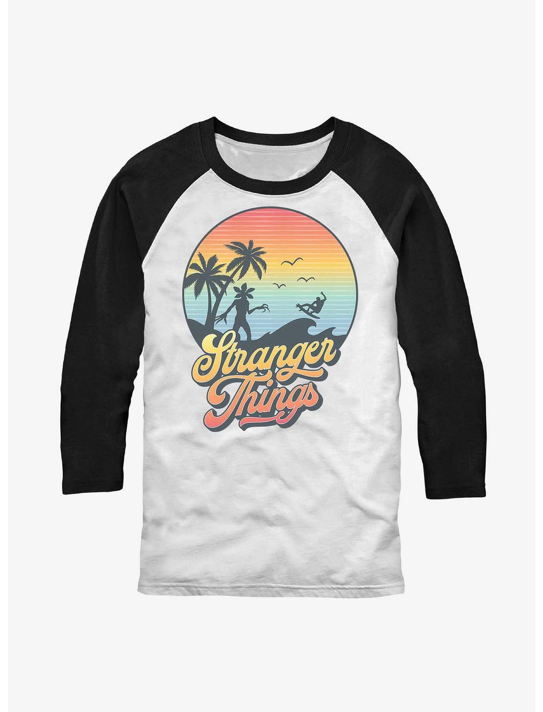 Stranger Things Retro Sun Raglan T-Shirt, WHTBLK, hi-res