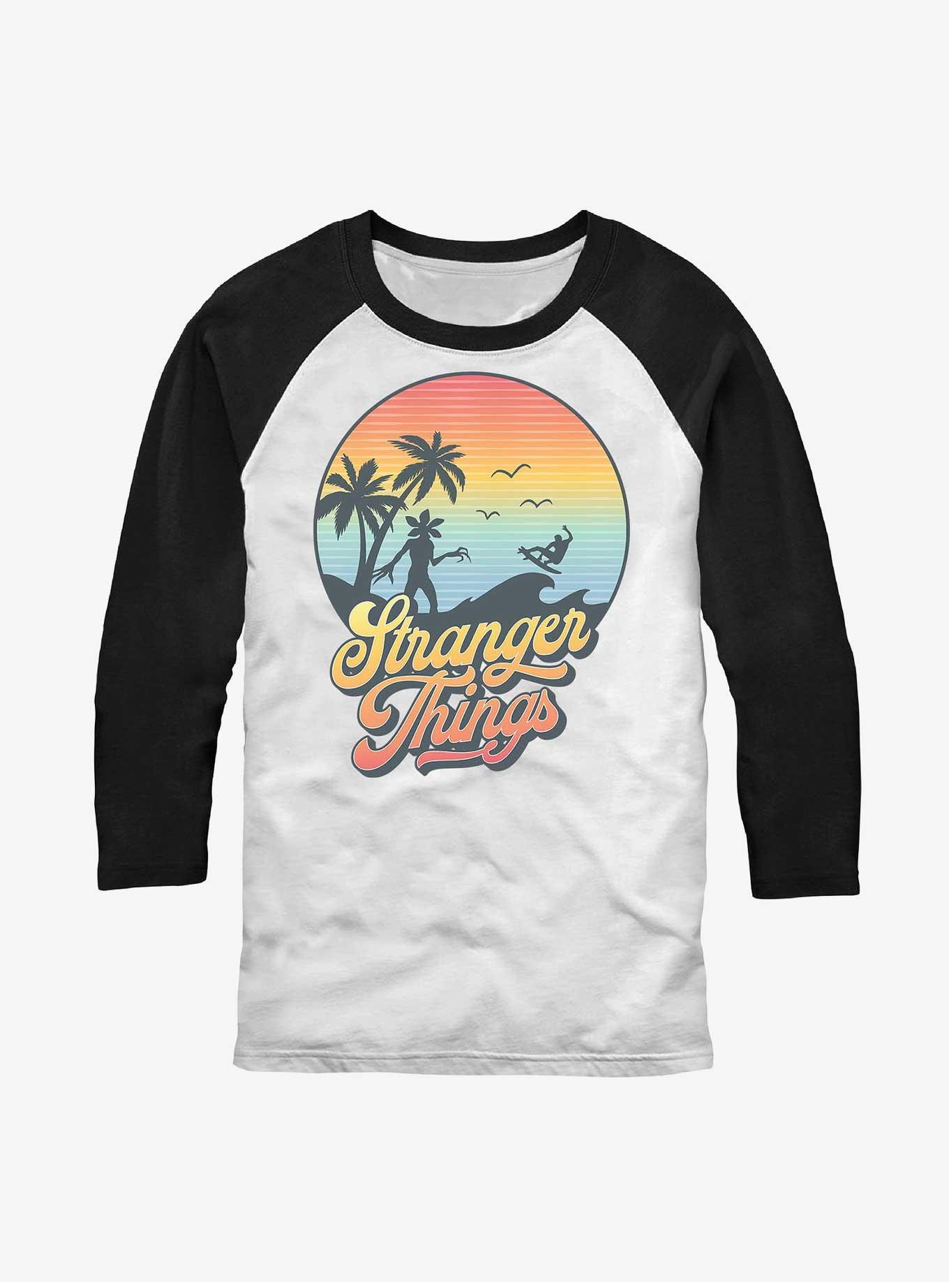 Stranger Things Retro Sun Raglan T-Shirt, WHTBLK, hi-res
