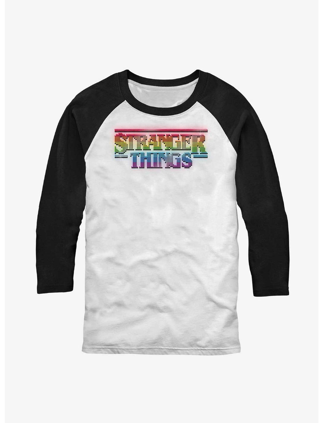 Stranger Things Rainbow Logo Raglan T-Shirt, WHTBLK, hi-res