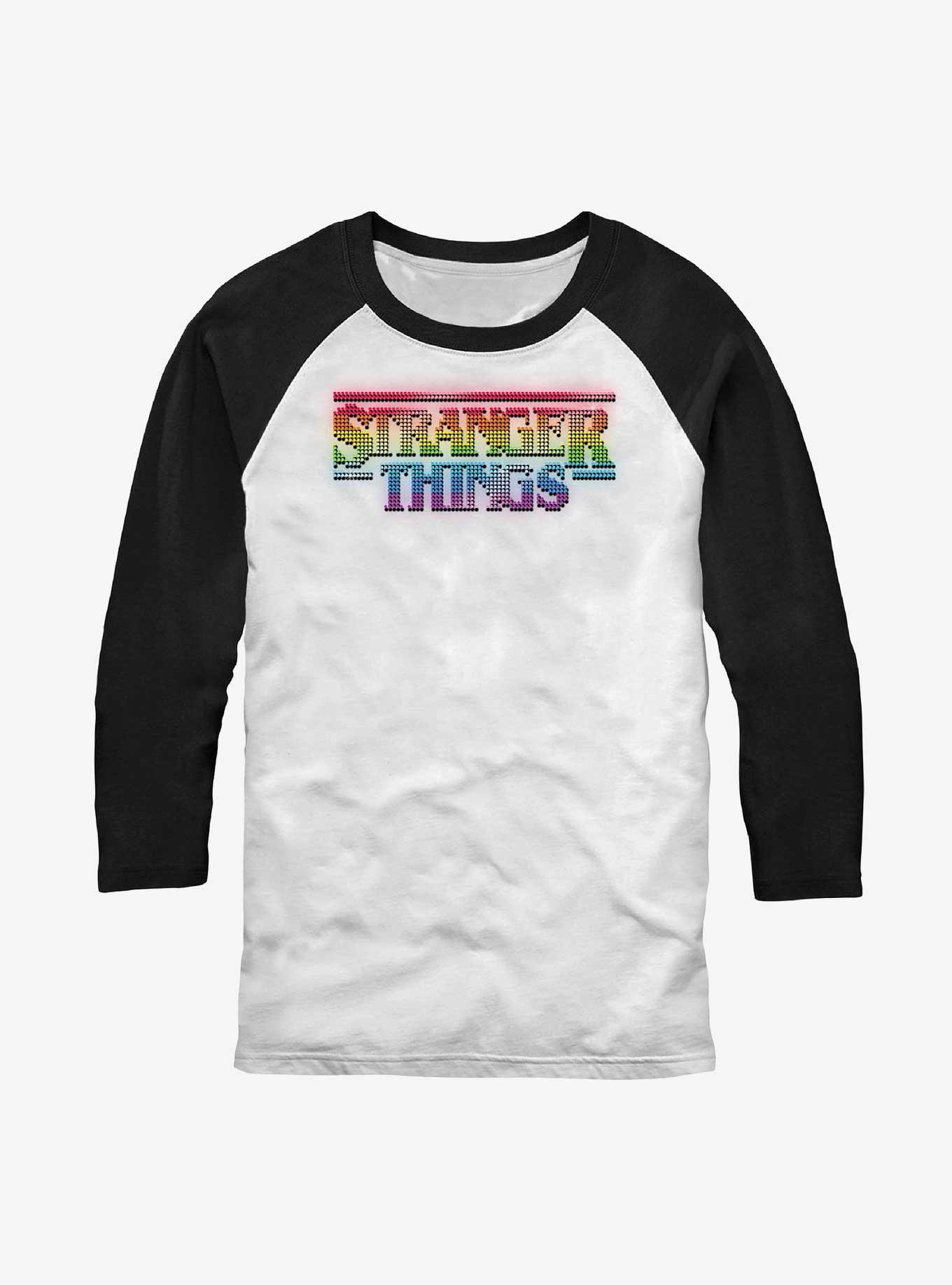 Stranger Things Rainbow Logo Raglan T-Shirt, WHTBLK, hi-res