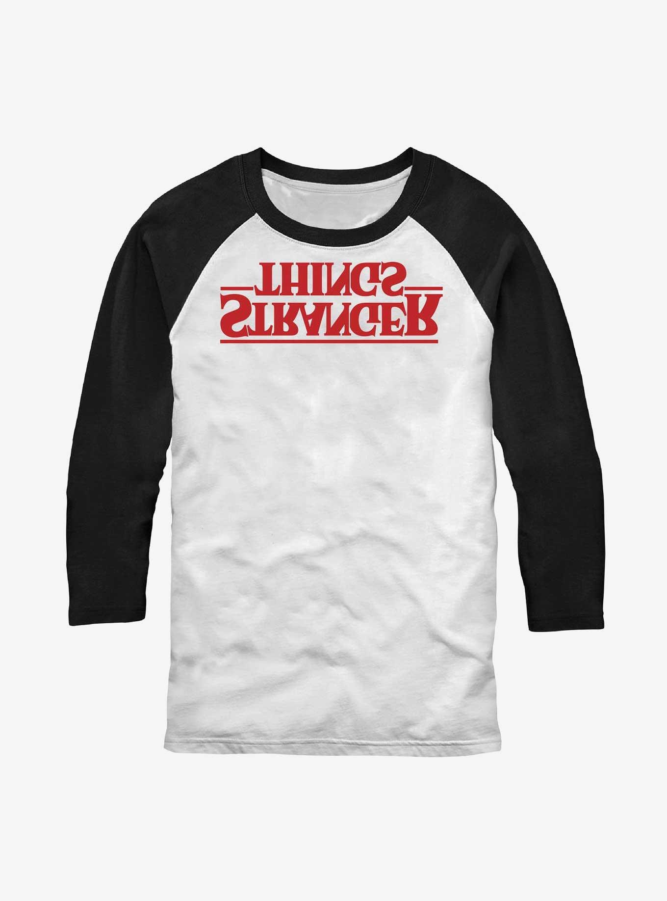 Stranger Things Upside Down Logo Raglan T-Shirt, WHTBLK, hi-res