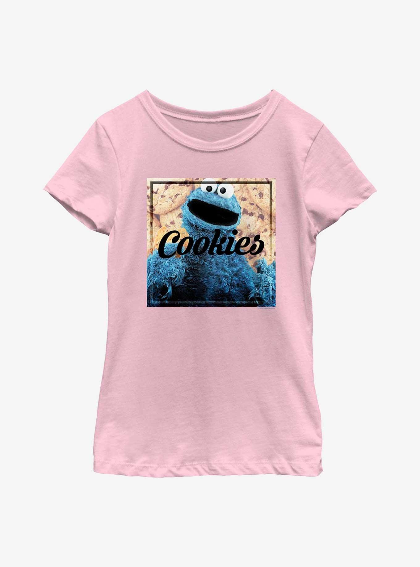 Sesame Street Cookies Cookie Monster Youth Girls T-Shirt, PINK, hi-res