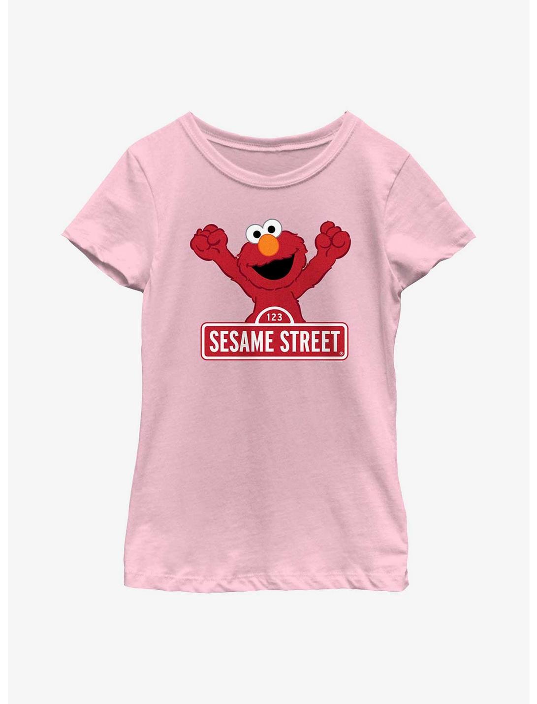 Sesame Street Elmo Varsity Sign Youth Girls T-Shirt, PINK, hi-res