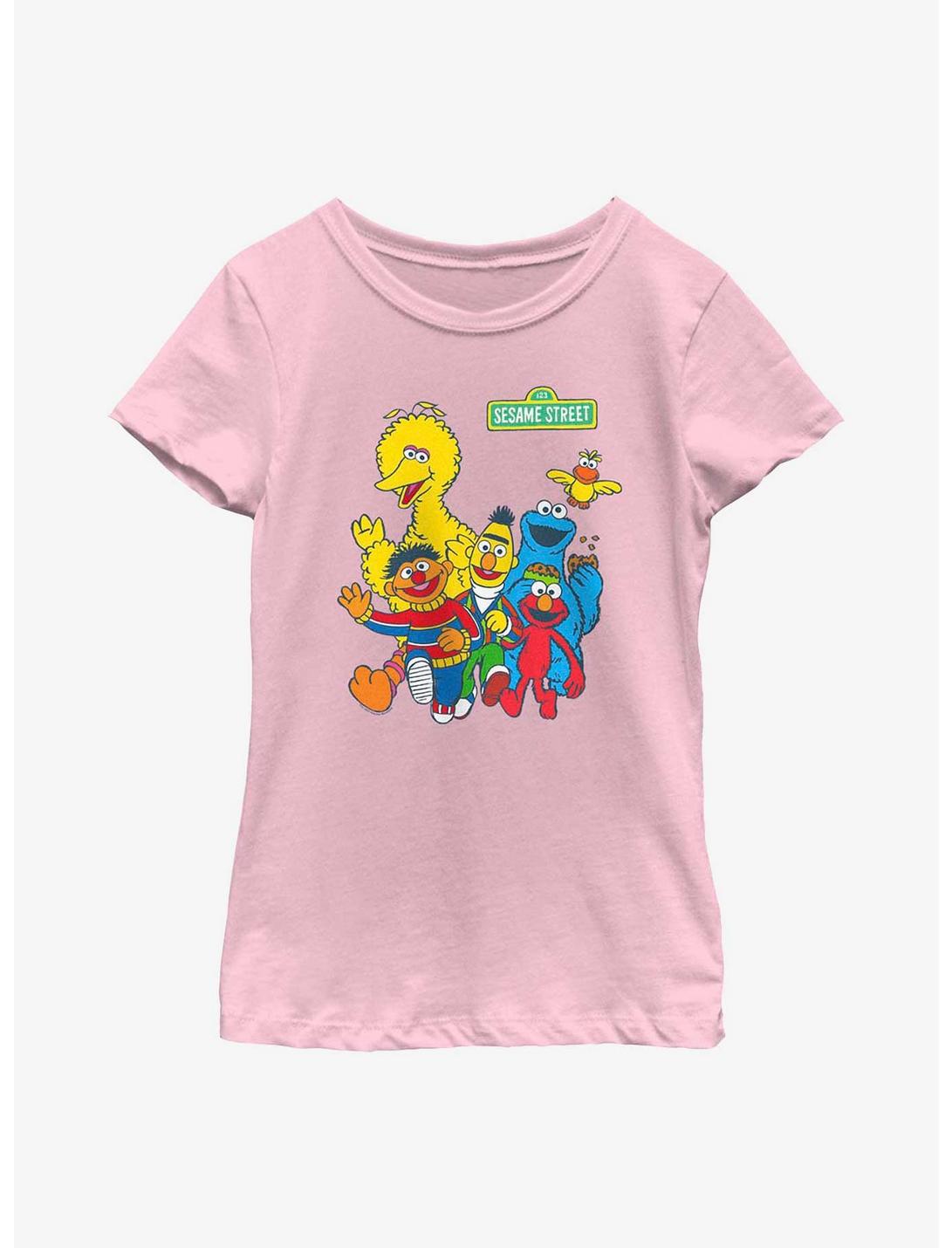 Sesame Street Group Walk Youth Girls T-Shirt, PINK, hi-res