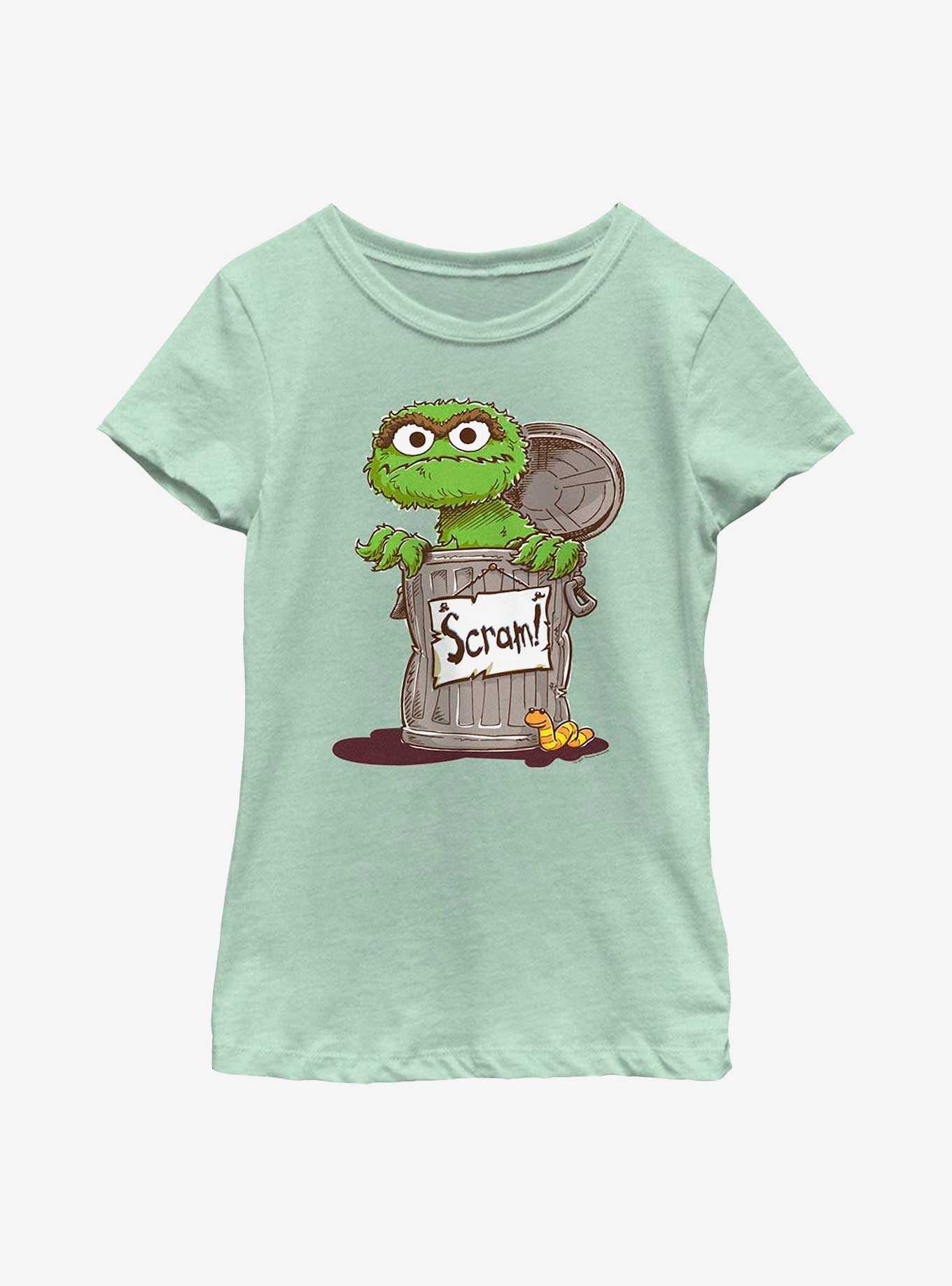 Sesame Street Oscar Scram Sign Youth Girls T-Shirt, , hi-res