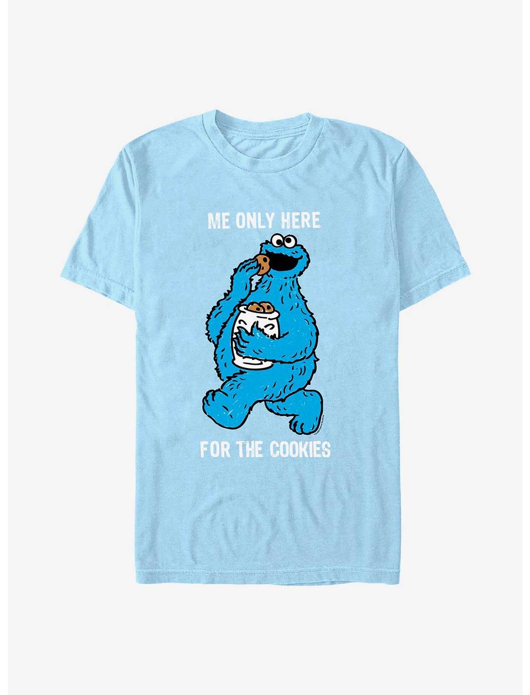 Sesame Street Cookie Monster Only Here For The CookiesT-Shirt, LT BLUE, hi-res