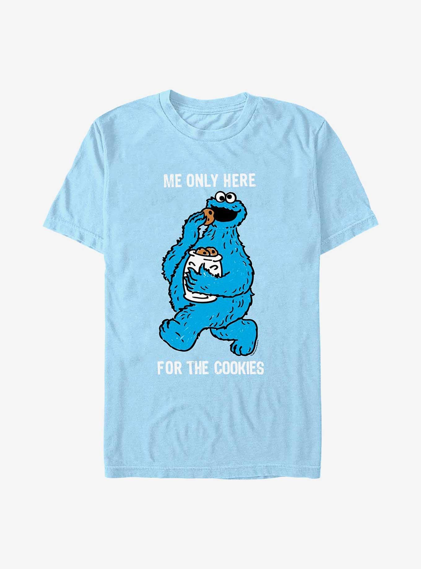 Sesame Street Cookie Monster Only Here For The CookiesT-Shirt, LT BLUE, hi-res